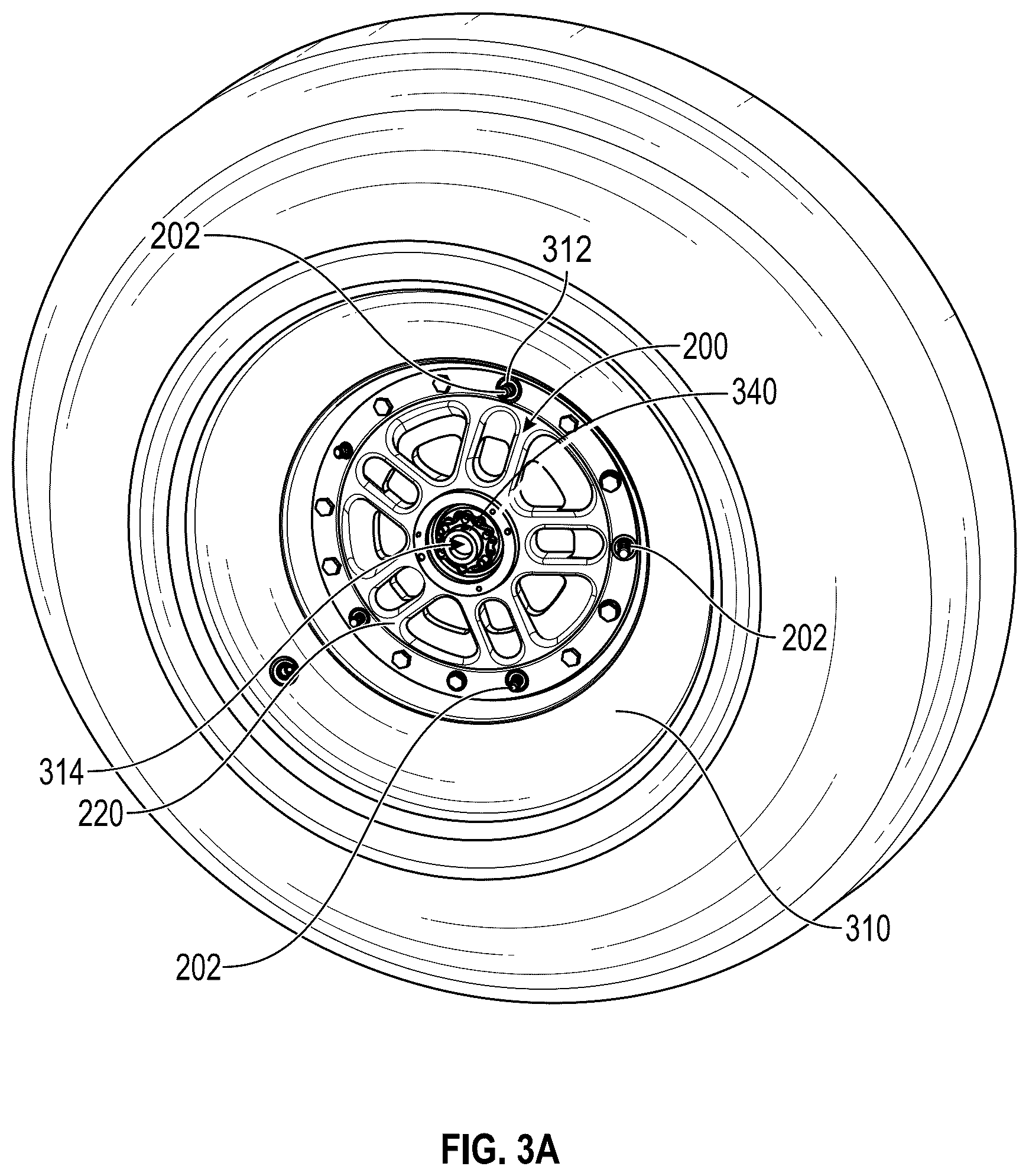 Patent US12496851 Figure 6 – Front hub with tire balancer for sprint cars