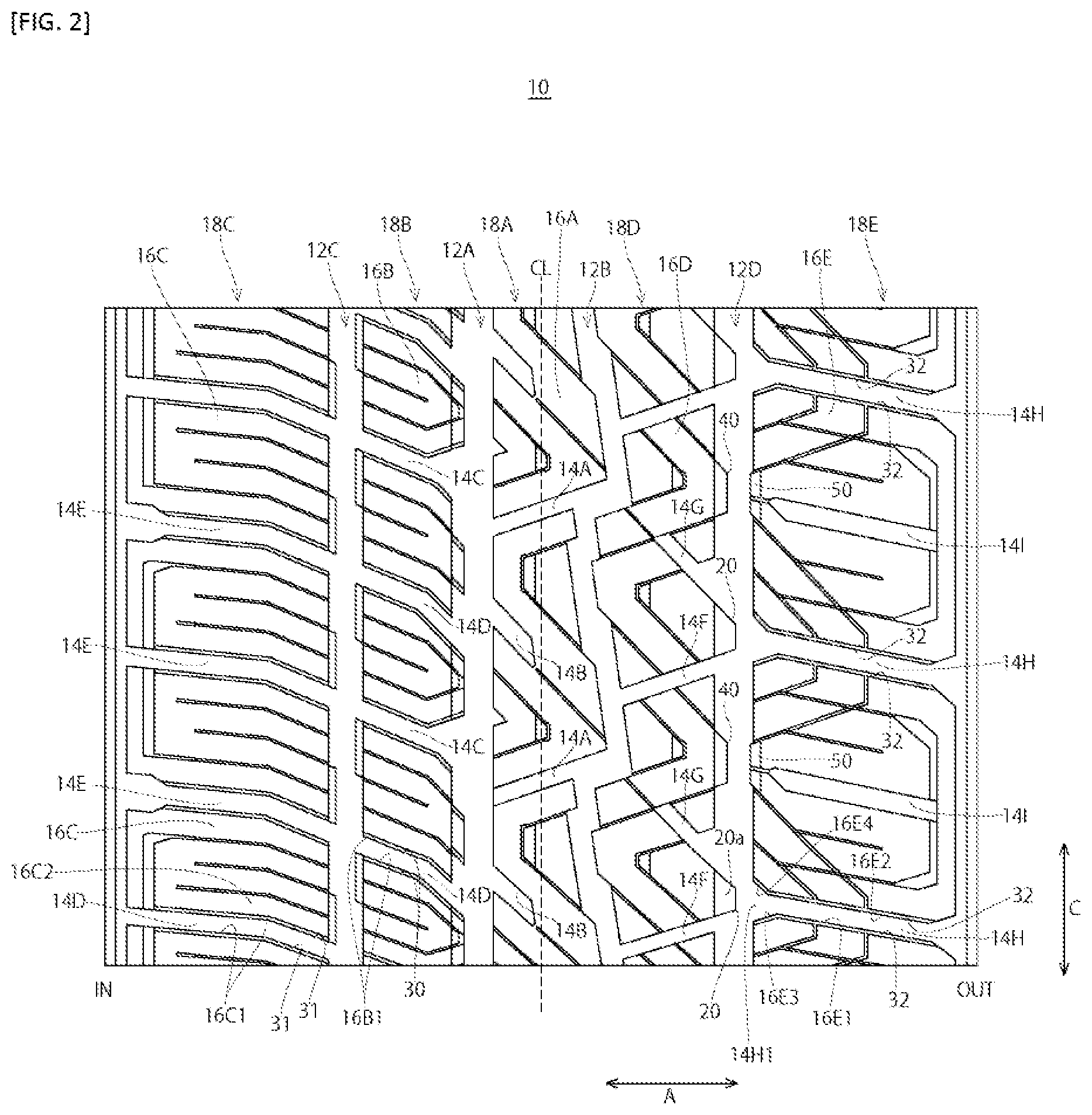 Patent US12496855 Figure 2 – Pneumatic tire