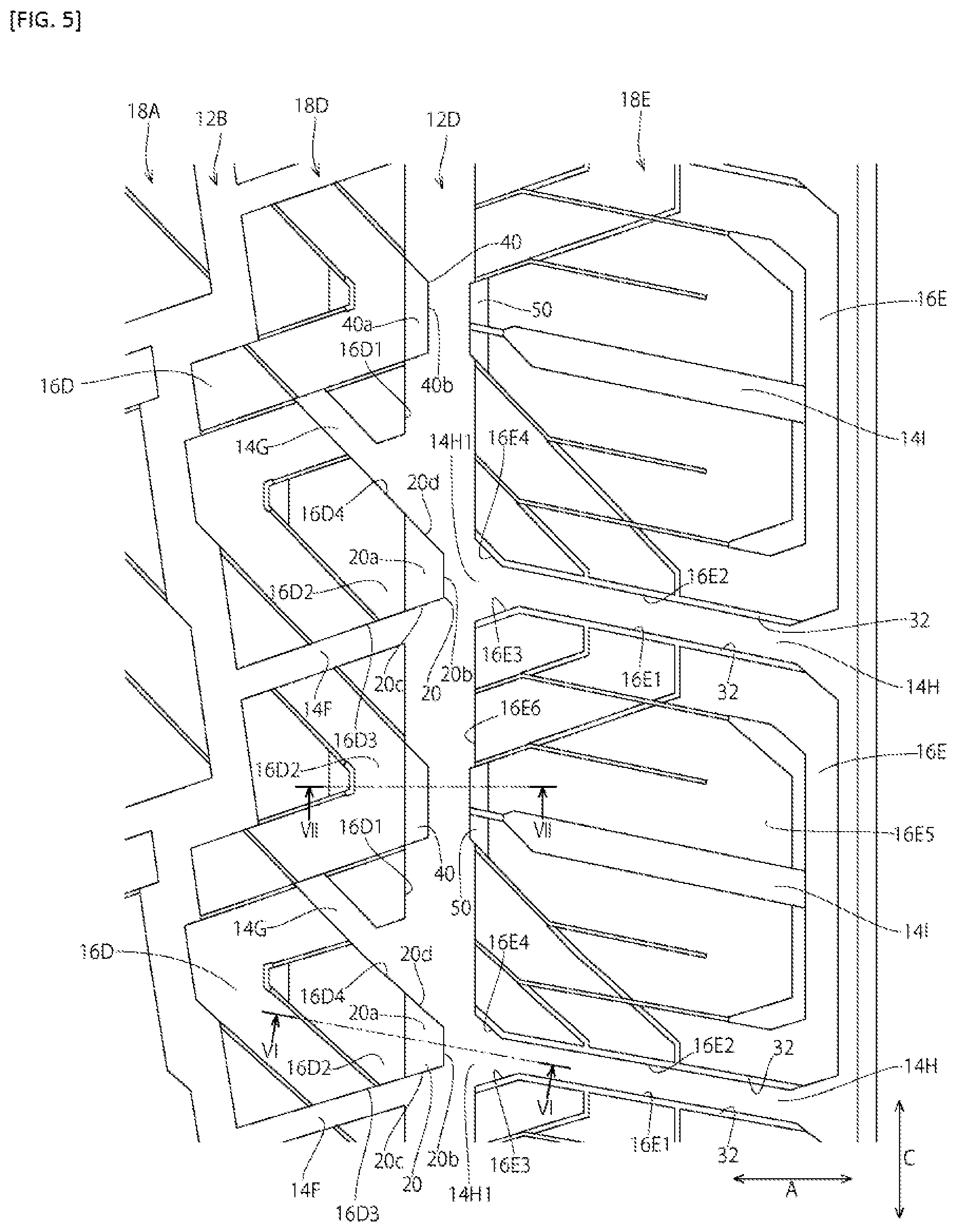 Patent US12496855 Figure 5 – Pneumatic tire