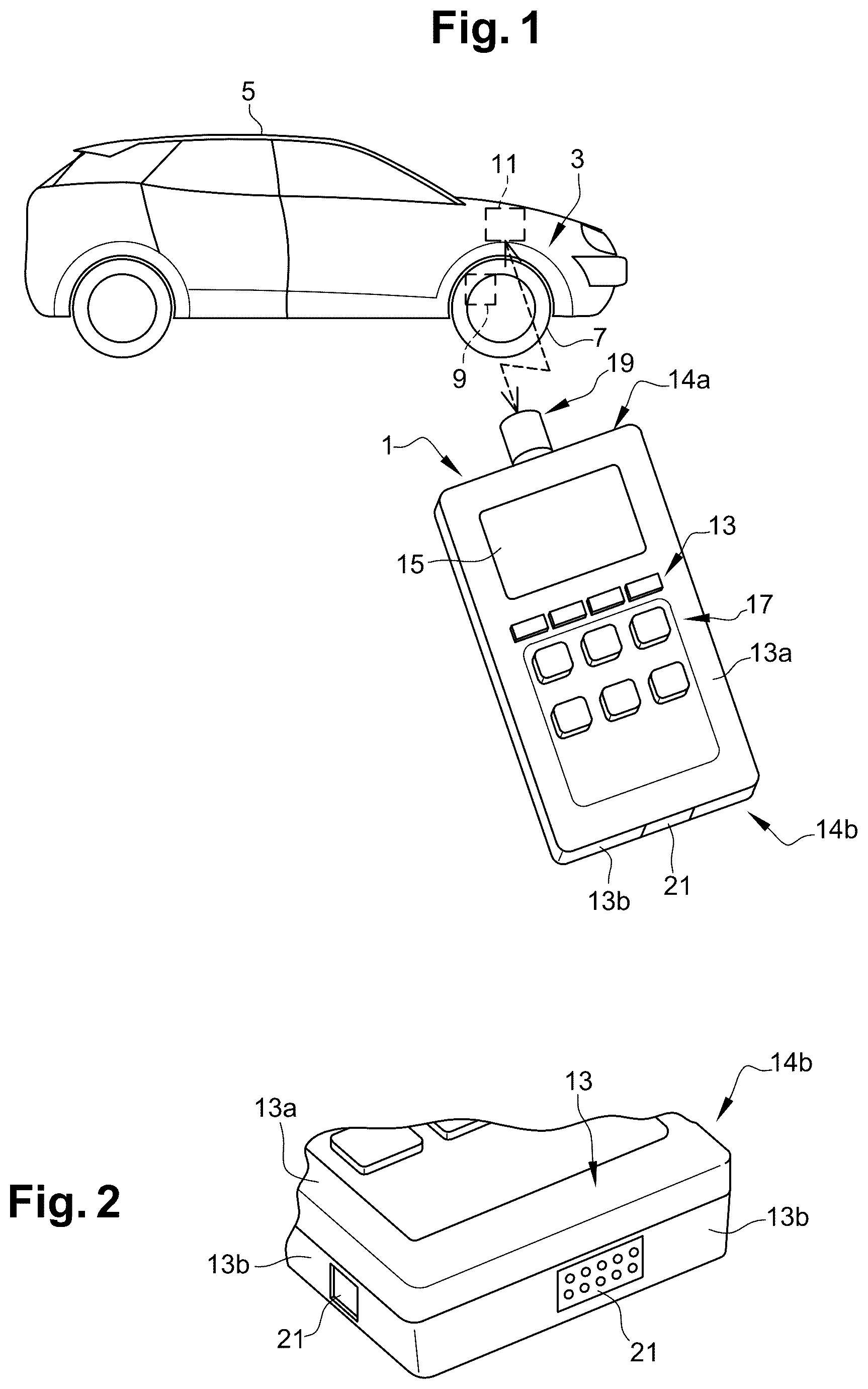 Patent US12496858 Figure 1 – Device for an electronic system for checking the pressure of the tyres of a motor vehicle