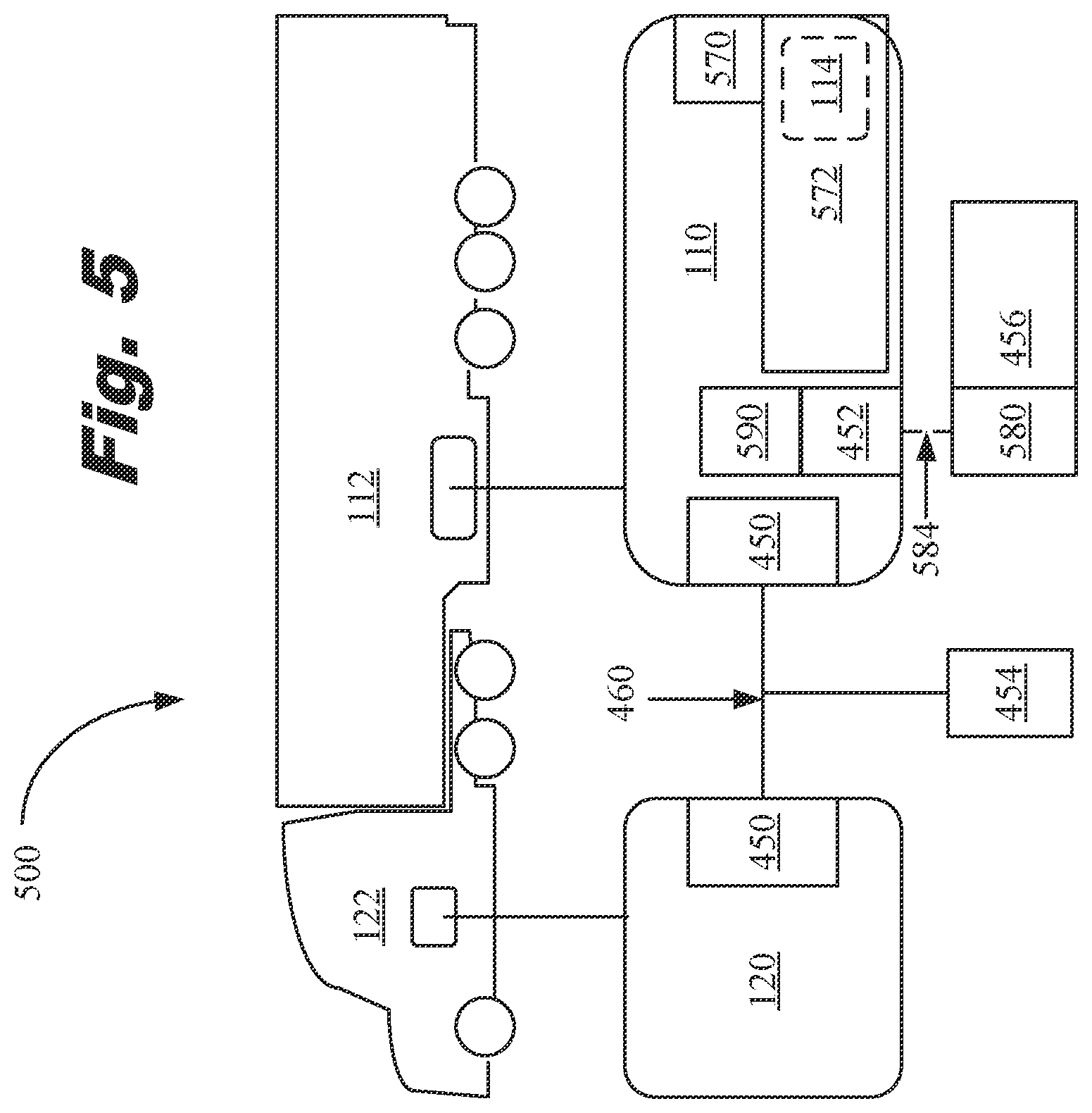 Patent US12496861 Figure 5 – Tractor-trailer communication system