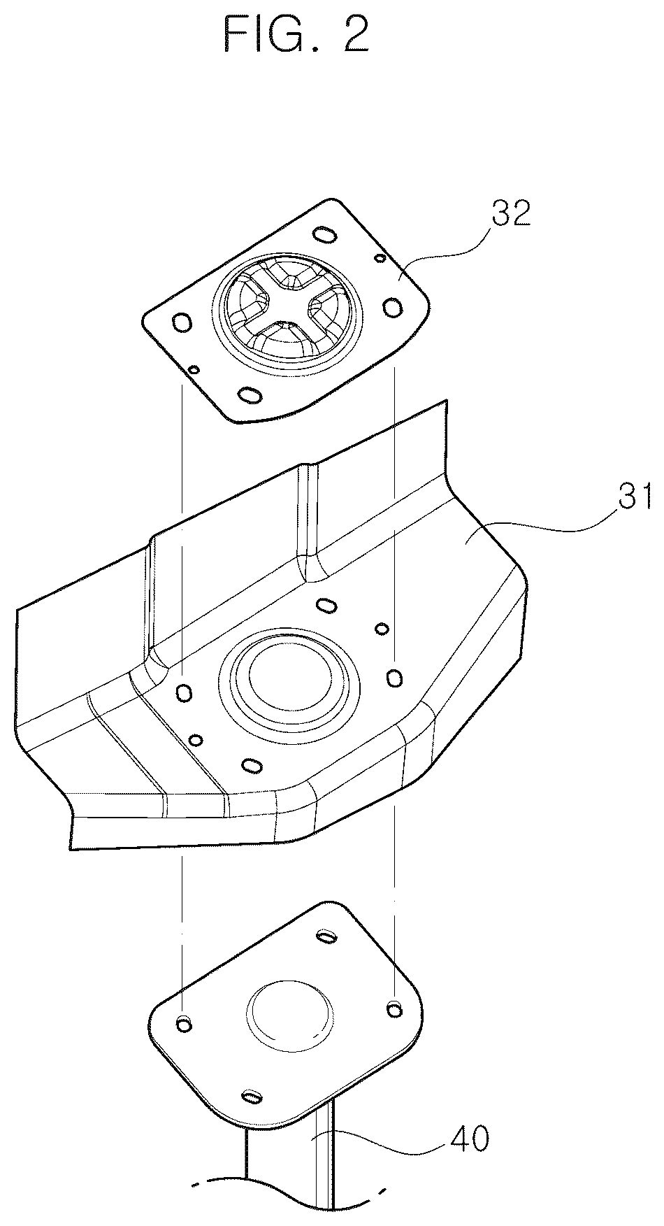 Patent US12496865 Figure 2 – Load distribution structure for shock absorber of vehicle