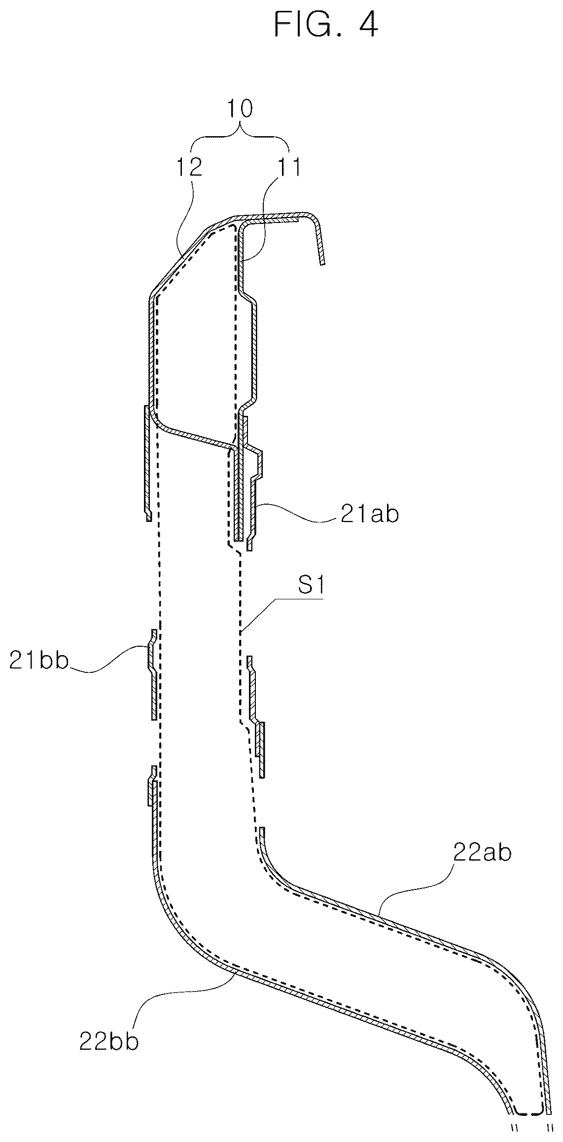 Patent US12496865 Figure 4 – Load distribution structure for shock absorber of vehicle