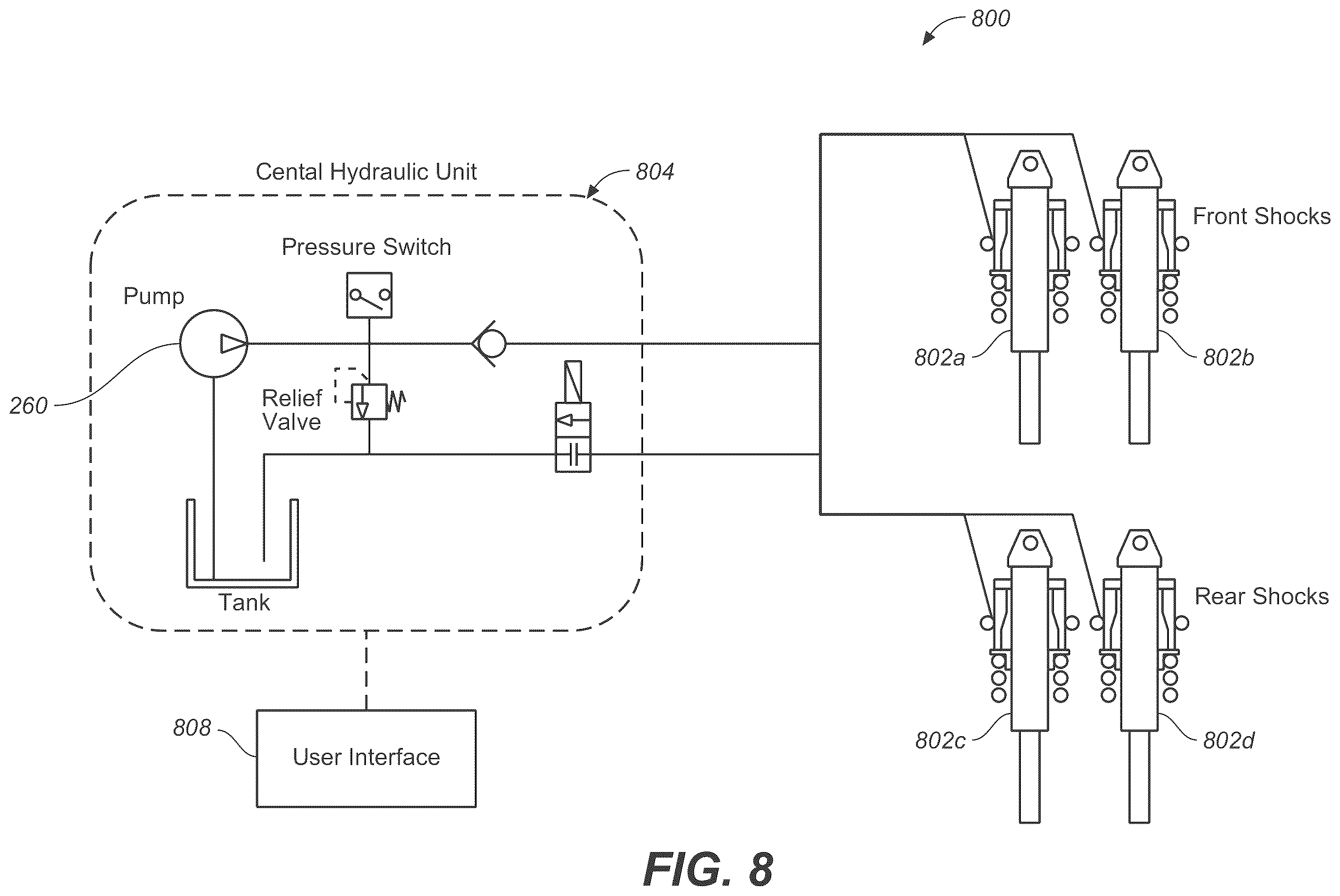 Patent US12496867 Figure 9 – Hydraulically-adjustable preload and/or cross-over