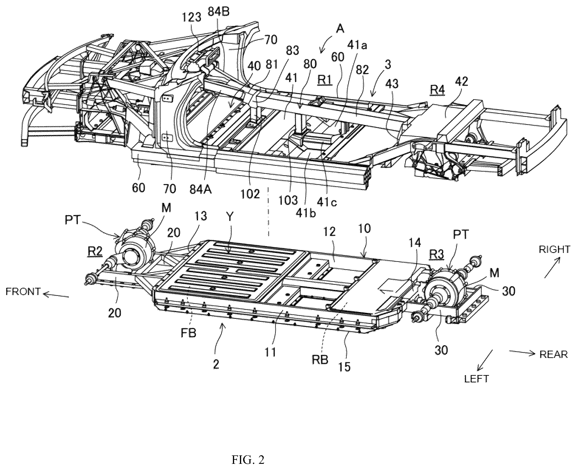 Patent US12496869 Figure 2 – Vehicle-body structure with air conditioner