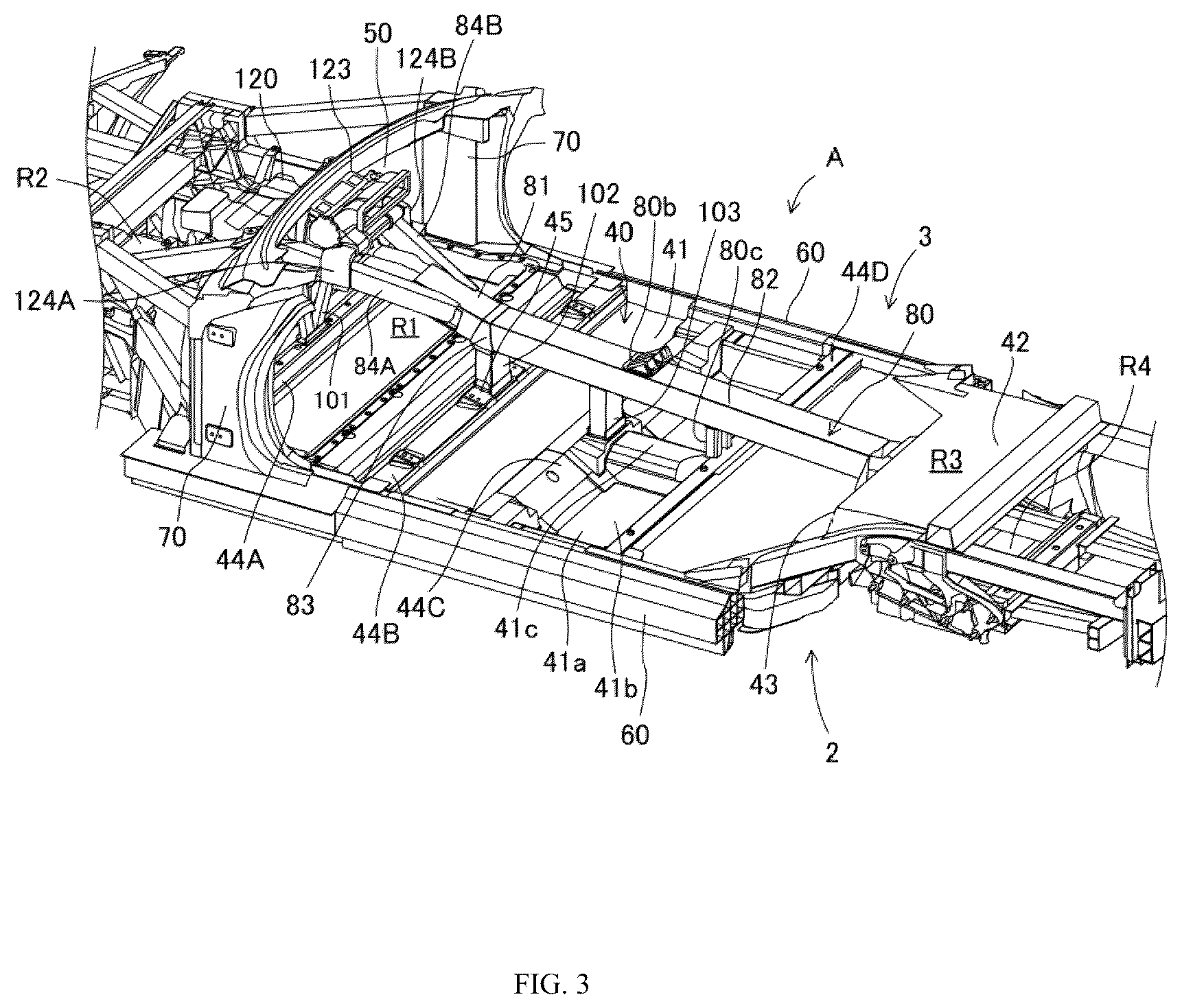Patent US12496869 Figure 3 – Vehicle-body structure with air conditioner