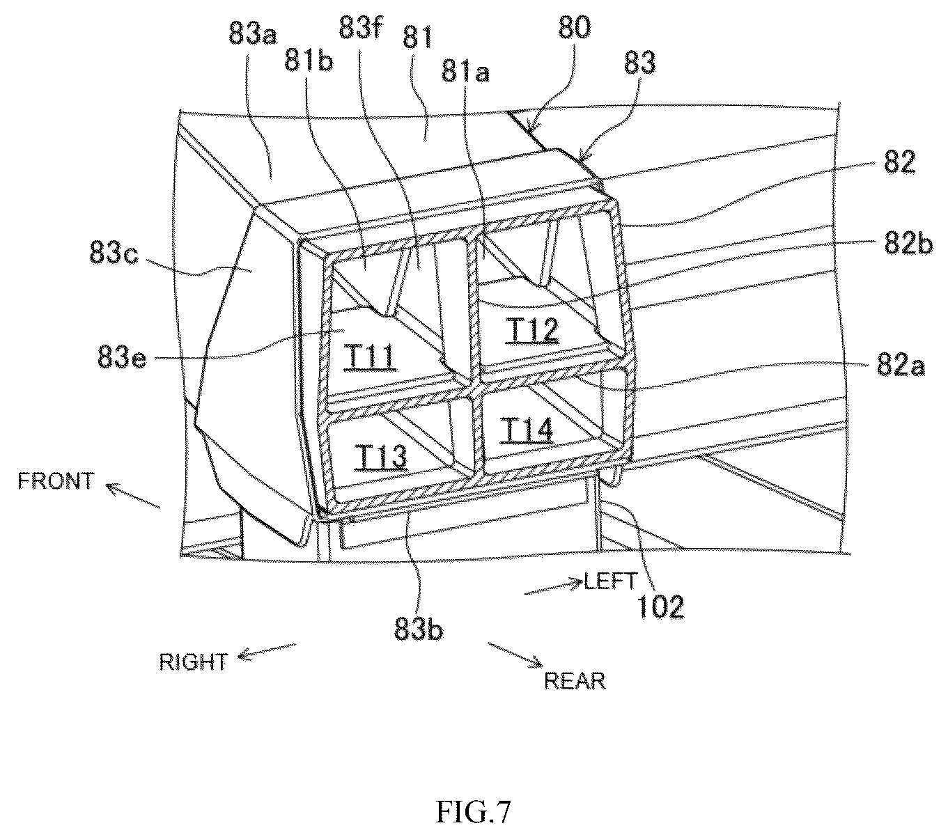 Patent US12496869 Figure 7 – Vehicle-body structure with air conditioner