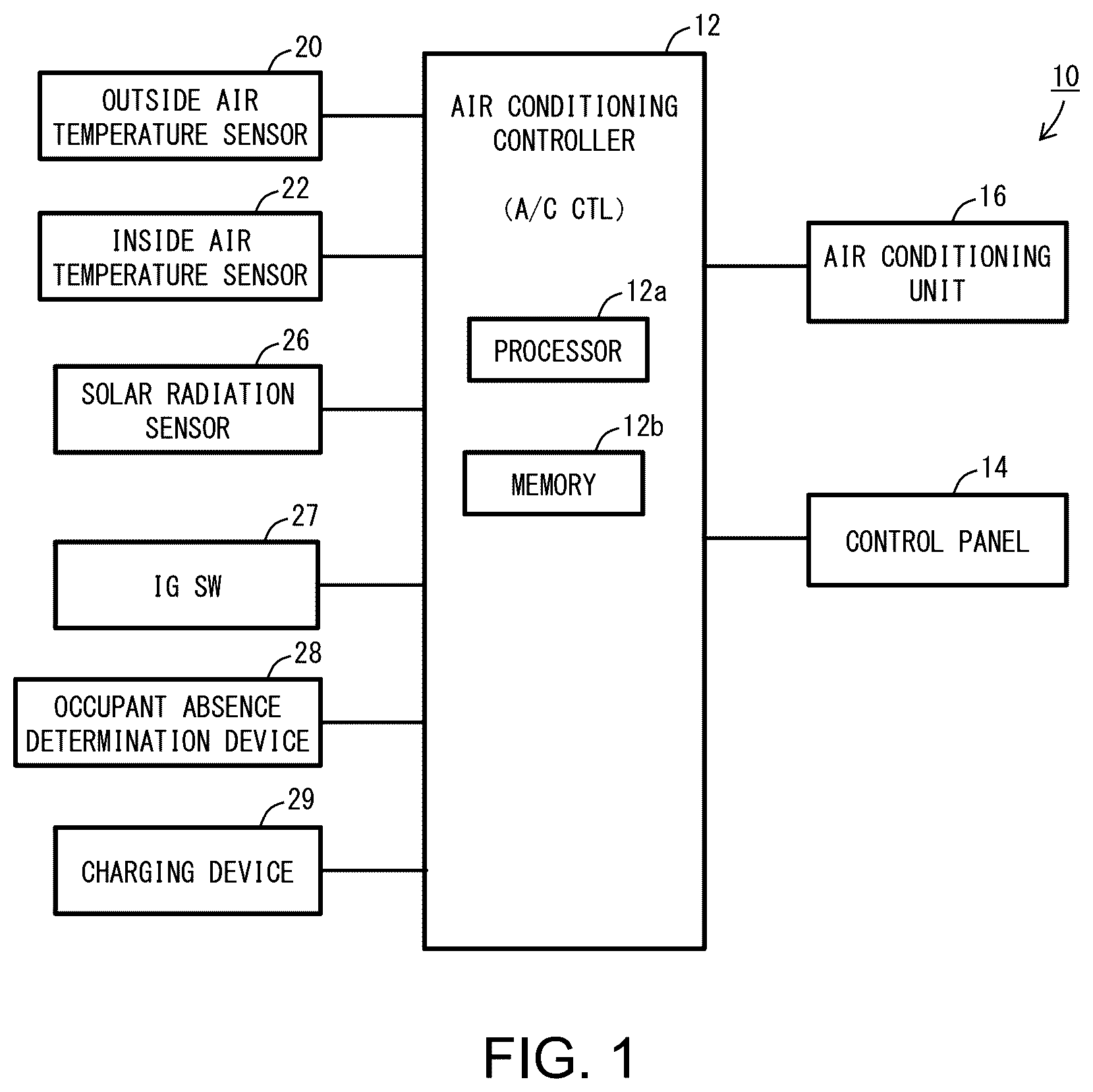 Patent US12496872 Figure 1 – In-vehicle air conditioner