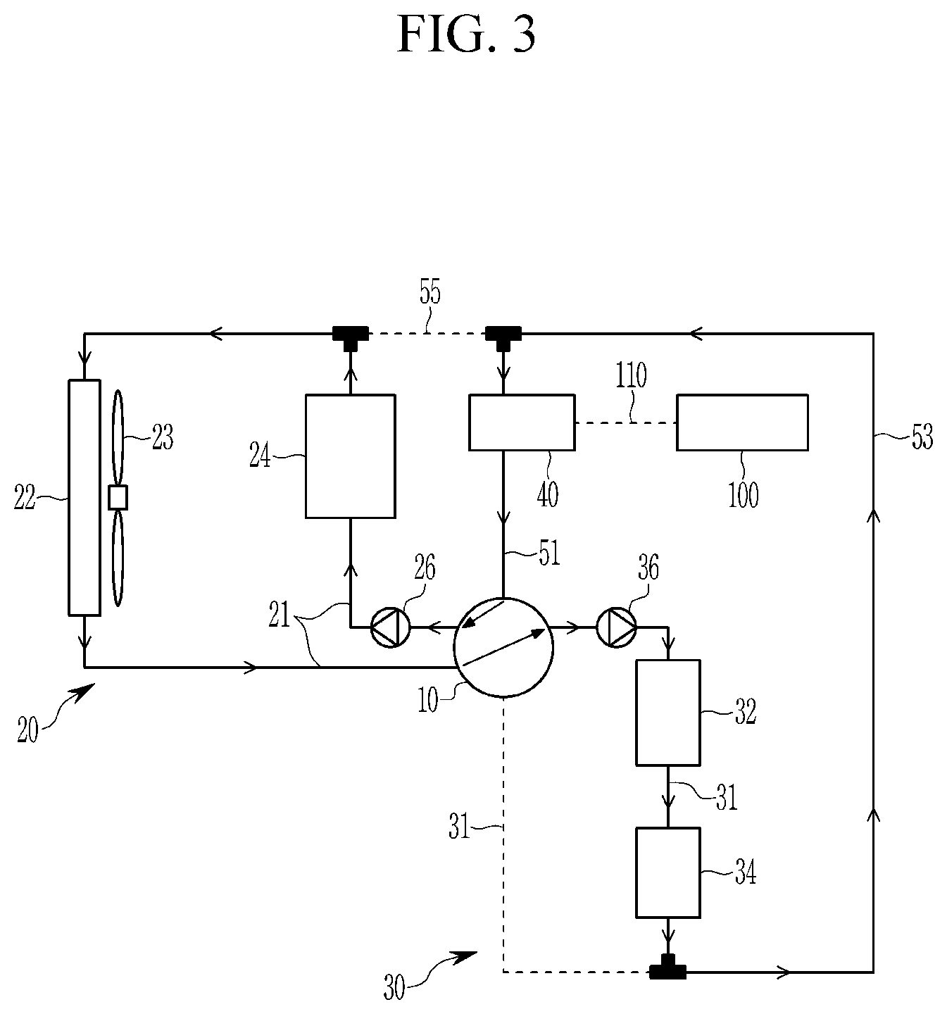 Patent US12496874 Figure 3 – Heat pump system for vehicle