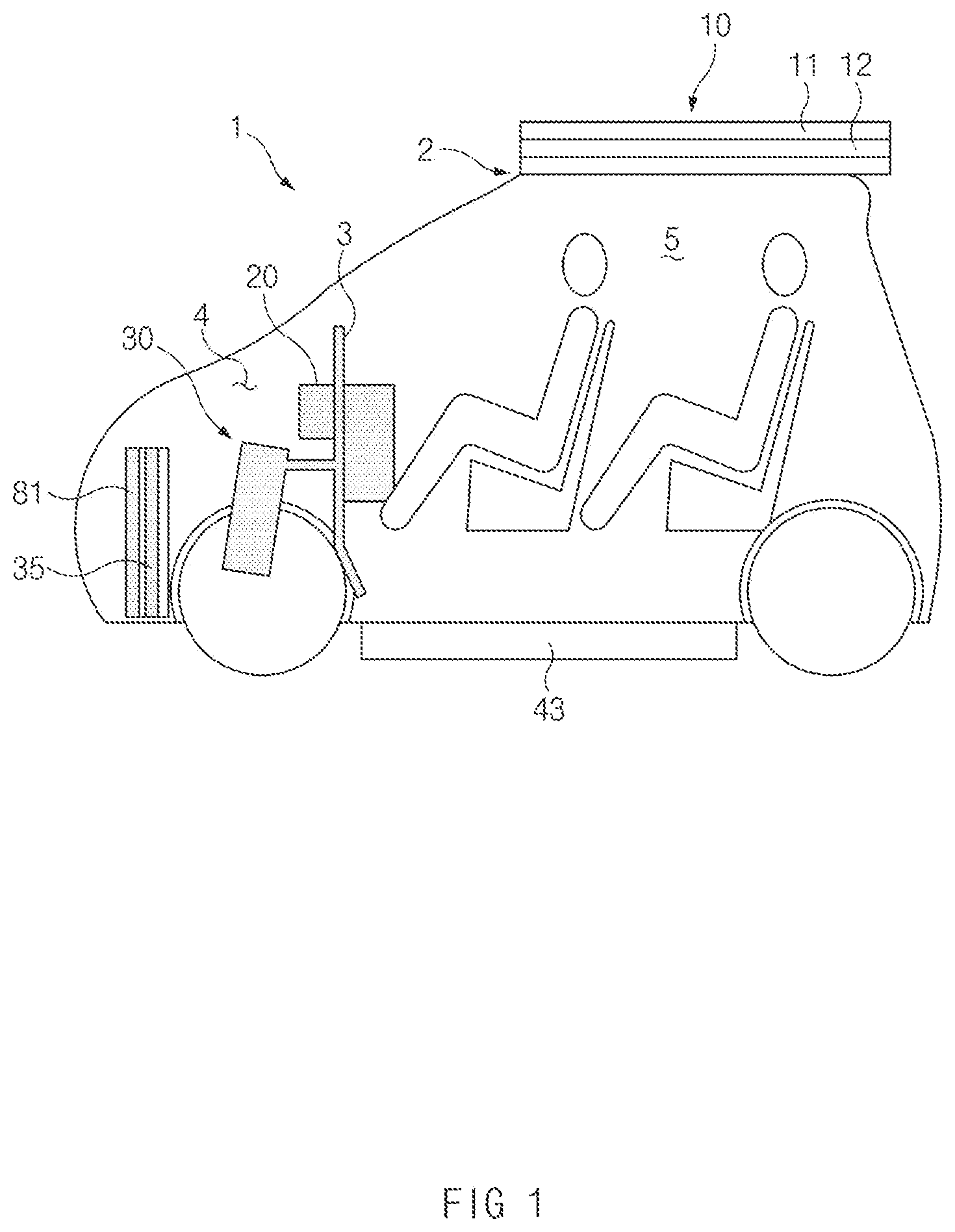 Patent US12496876 Figure 1 – Vehicle solar system and method of controlling the same