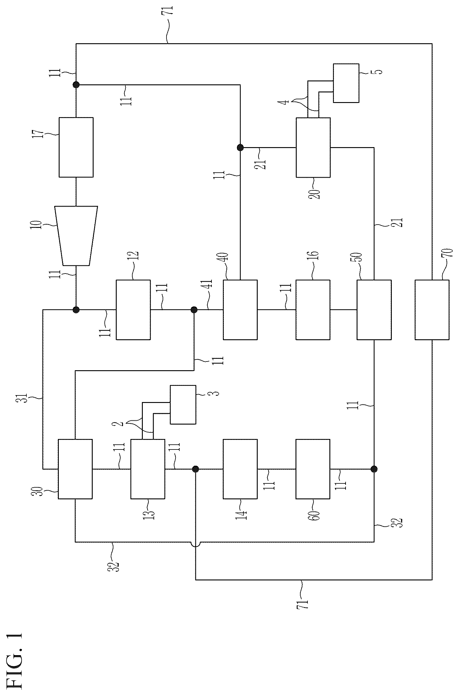 Patent US12496879 Figure 1 – Heat pump system for a vehicle