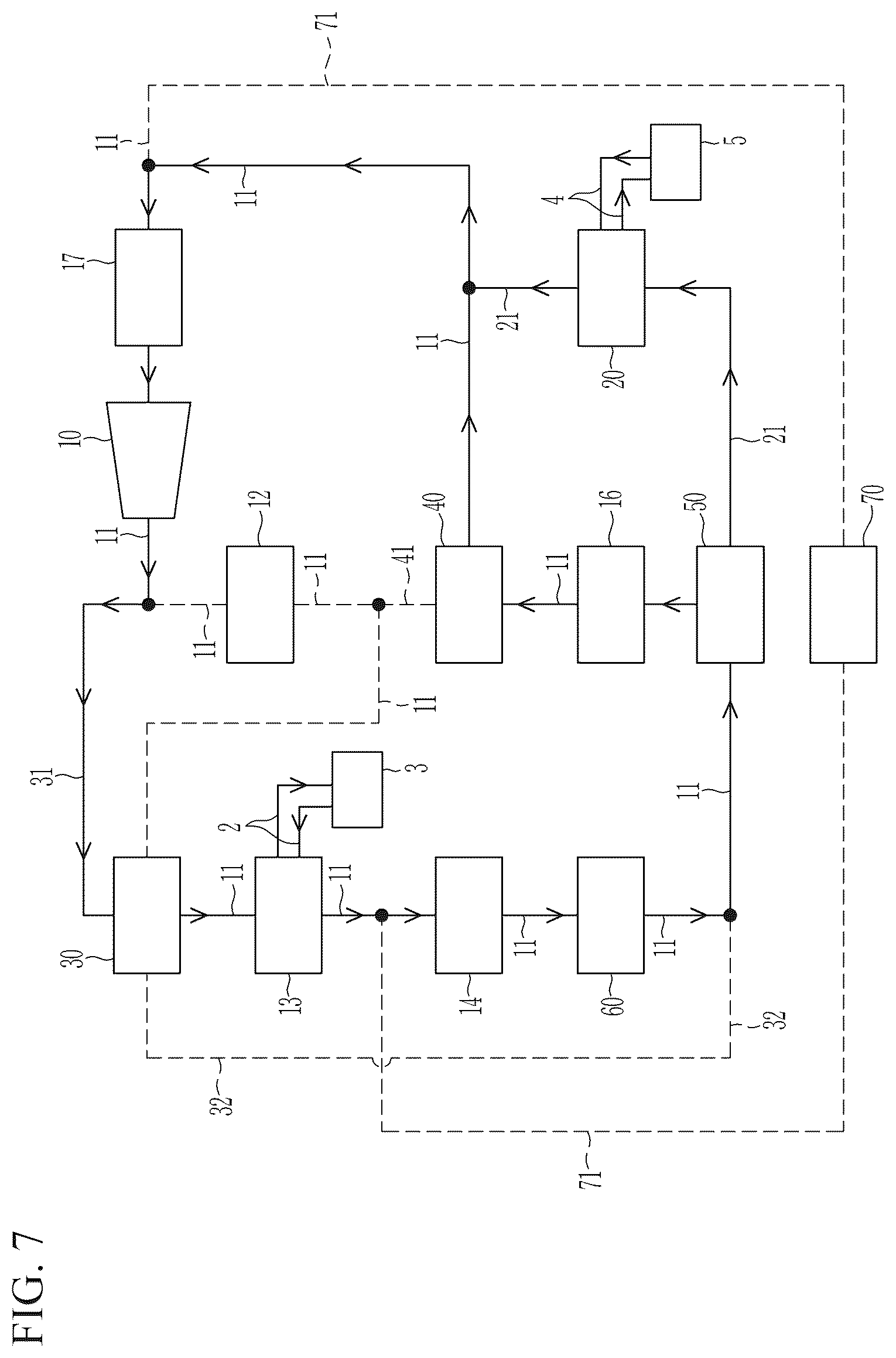 Patent US12496879 Figure 7 – Heat pump system for a vehicle