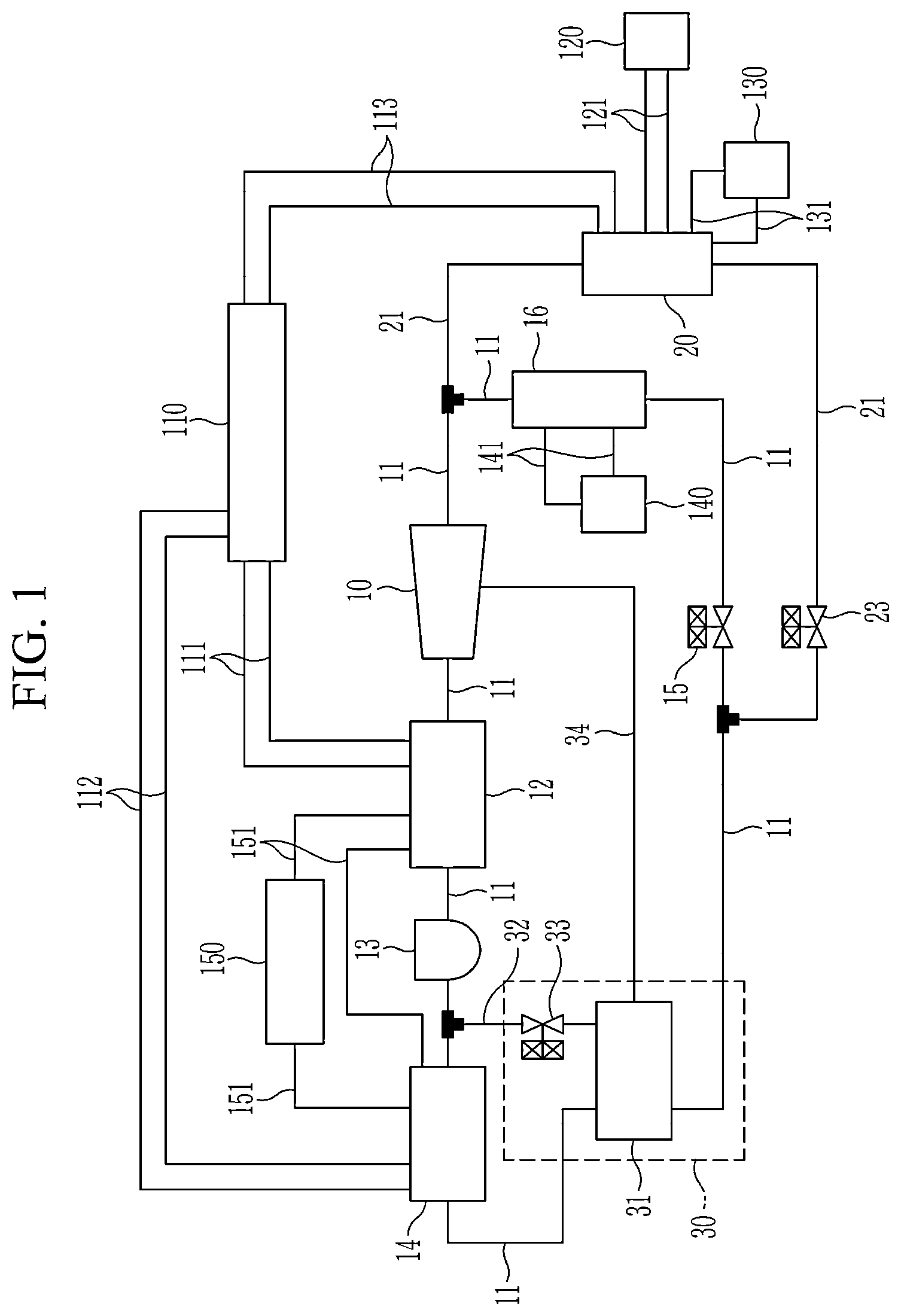 Patent US12496880 — Heat pump system for a vehicle — Figure 1