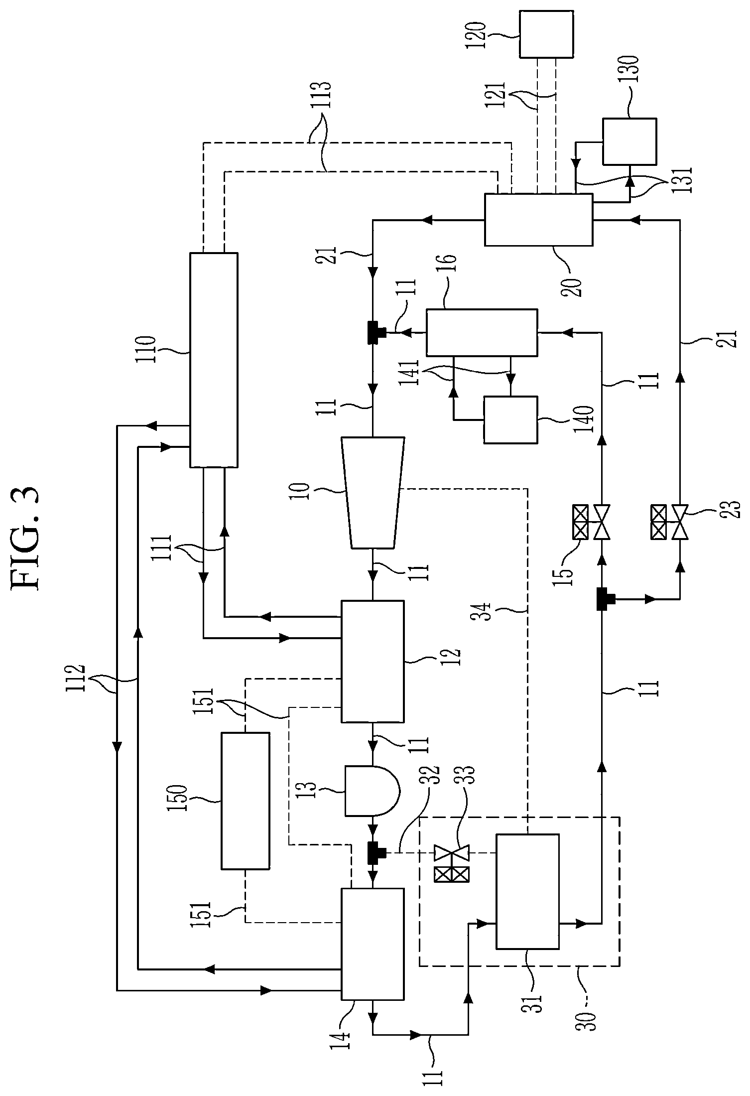 Patent US12496880 Figure 3 – Heat pump system for a vehicle