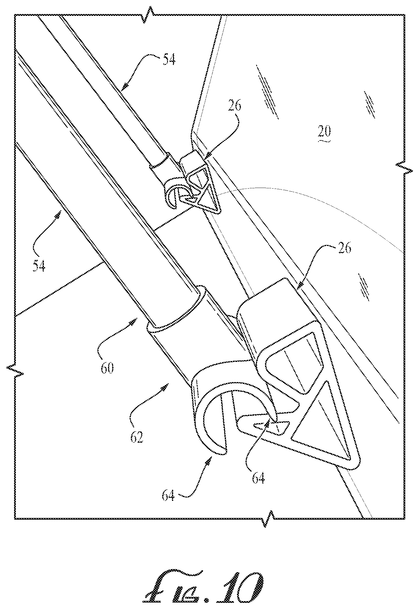Patent US12496882 Figure 7 – Supporting golf-cart pivotal windshield for use as table