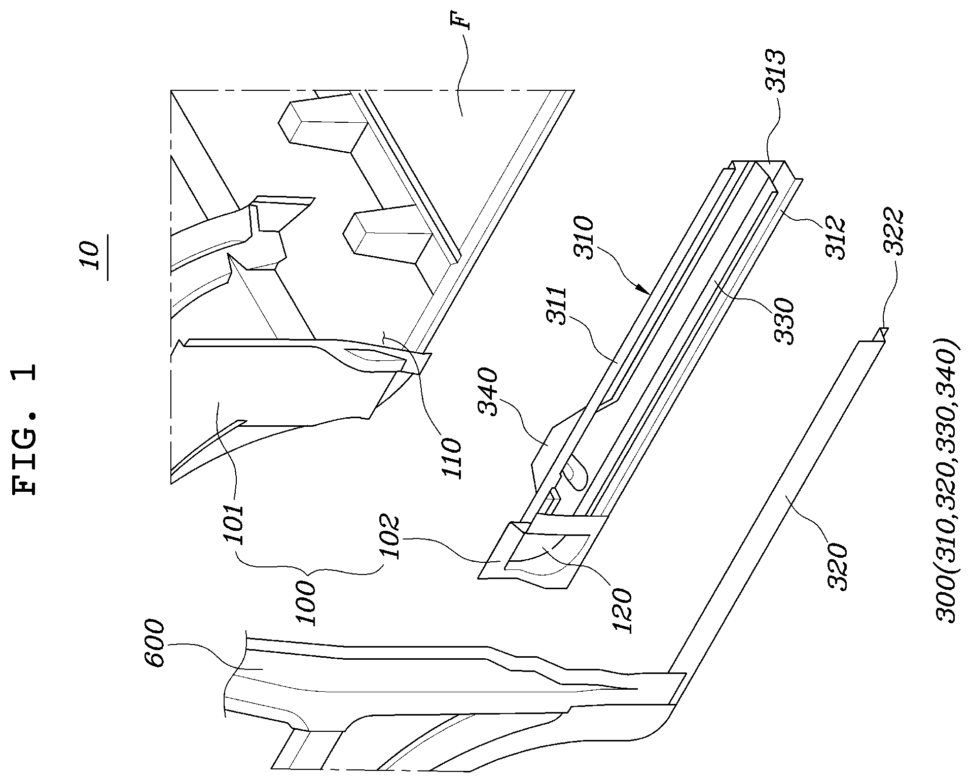 Patent US12496883 Figure 1 – Vehicle door opening/closing system