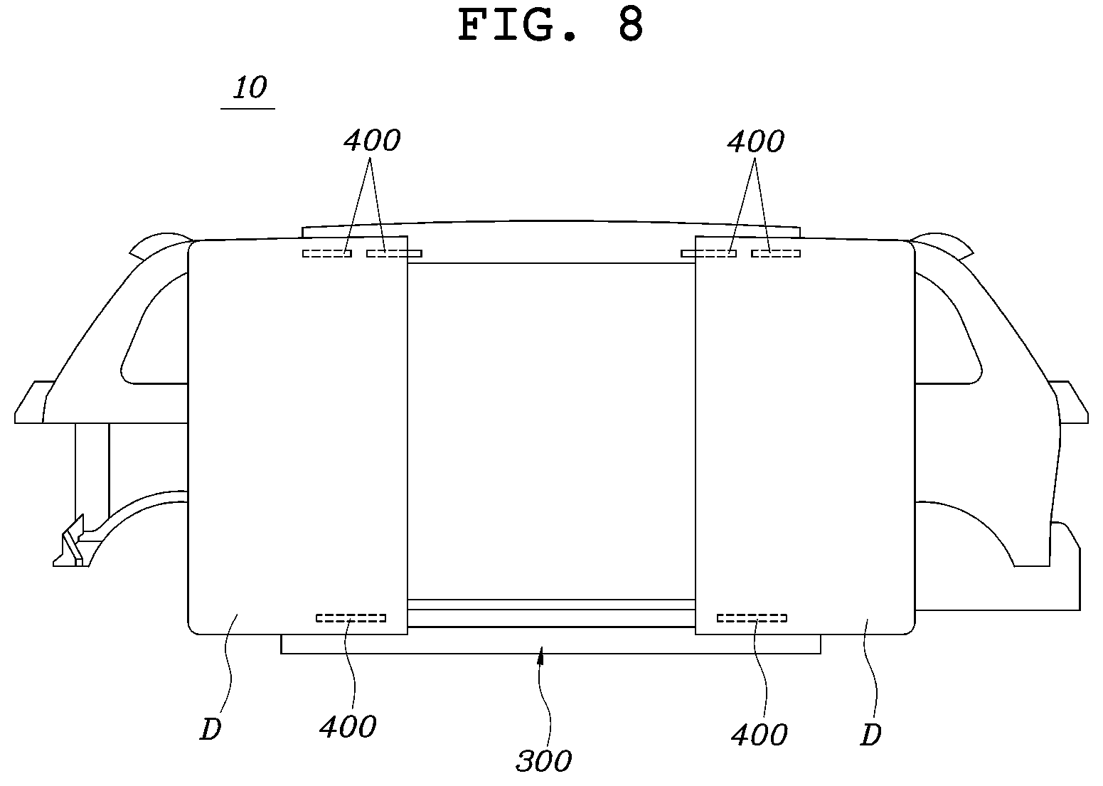 Patent US12496883 Figure 8 – Vehicle door opening/closing system