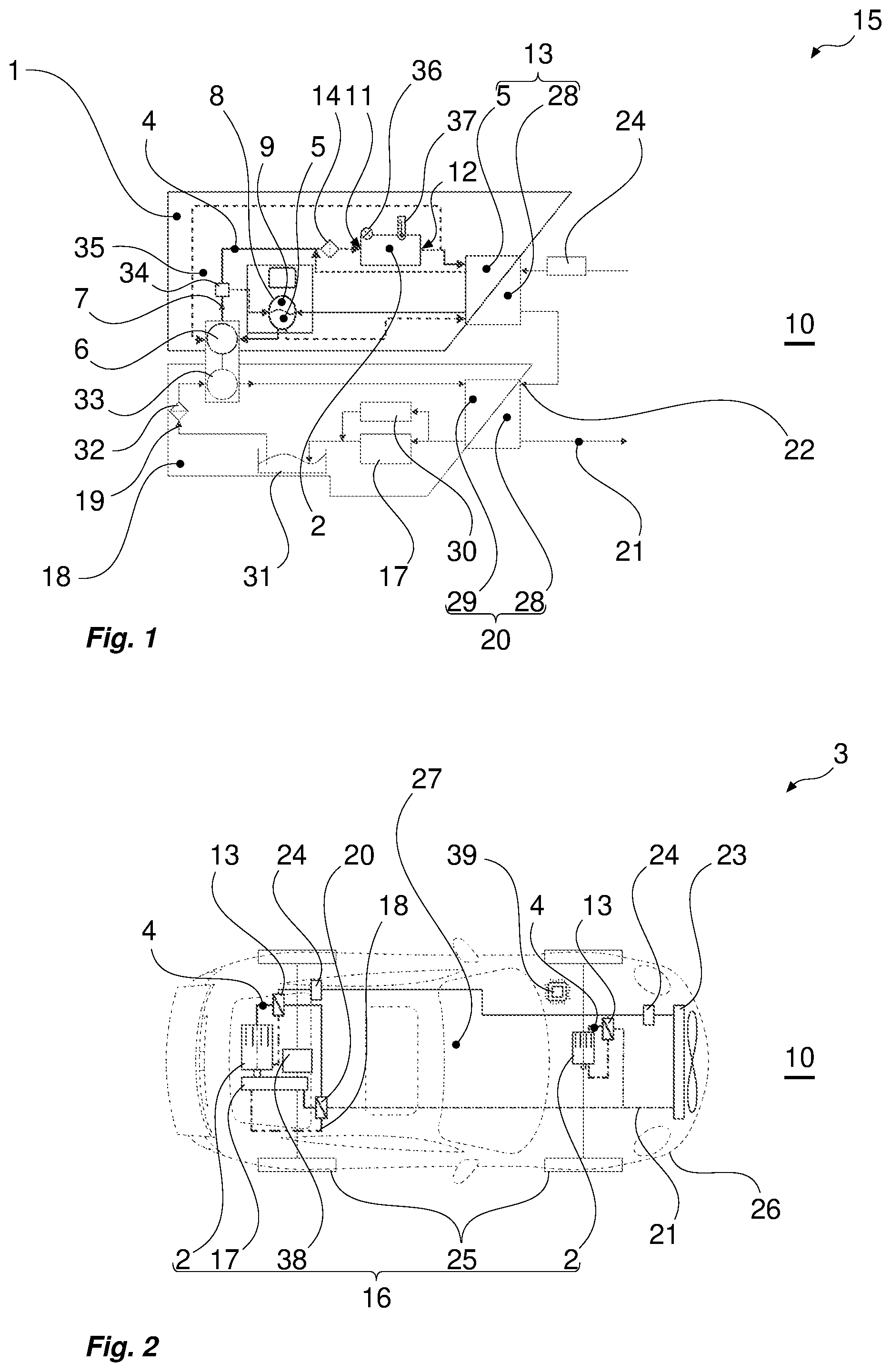 Patent US12496894 Figure 1 – Cooling system for an electric traction machine for a motor vehicle