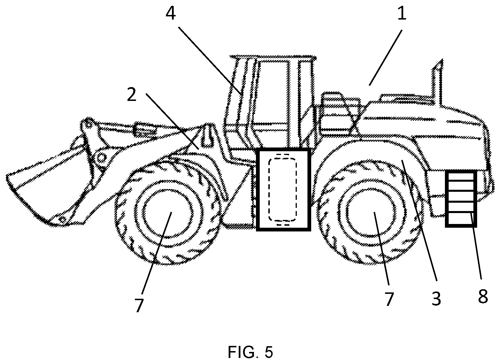 Patent US12496899 Figure 5 – Work machine