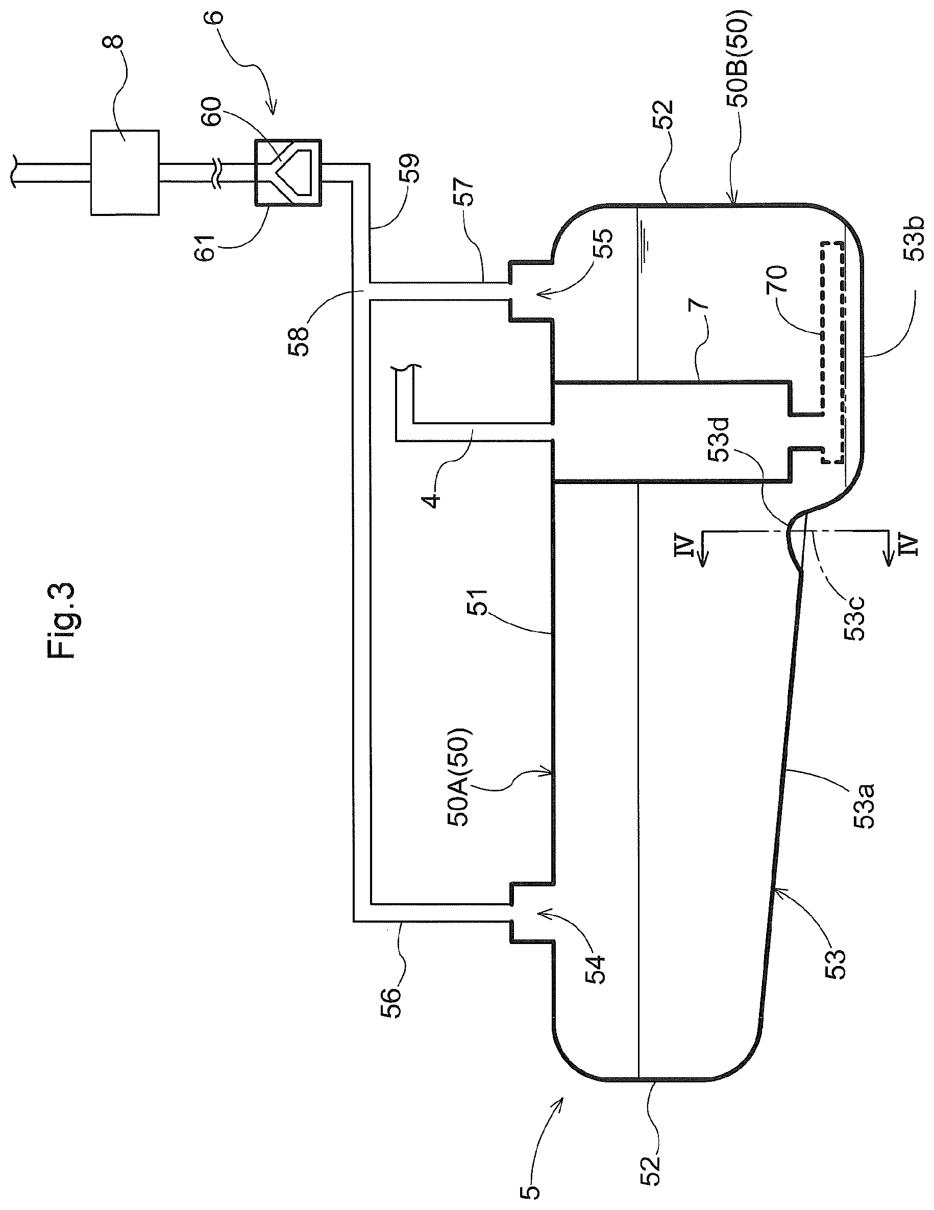 Patent US12496900 Figure 3 – In-vehicle fuel tank device and utility vehicle