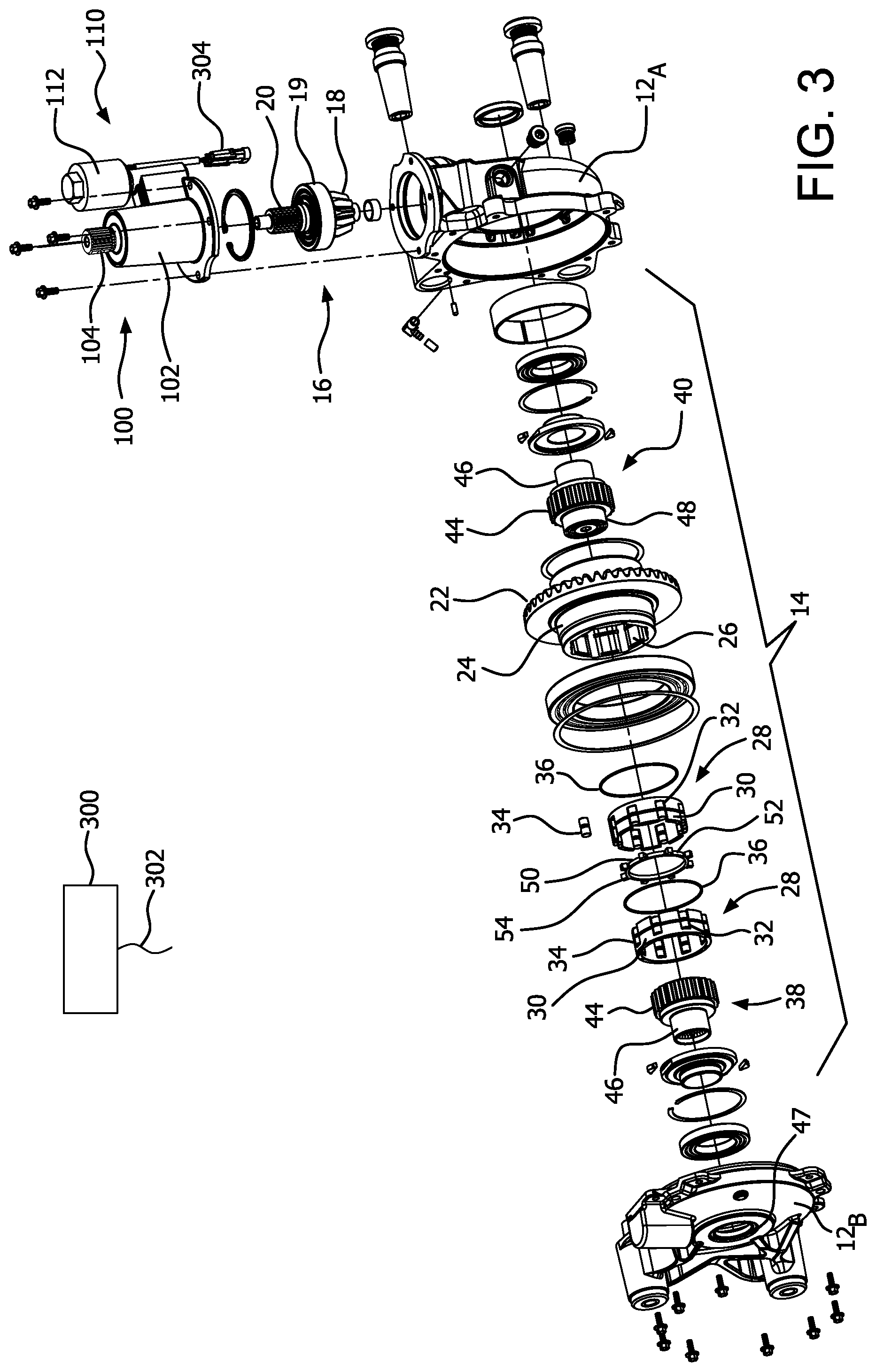 Patent US12496902 Figure 2 – Positive drive differential with pinion disconnect