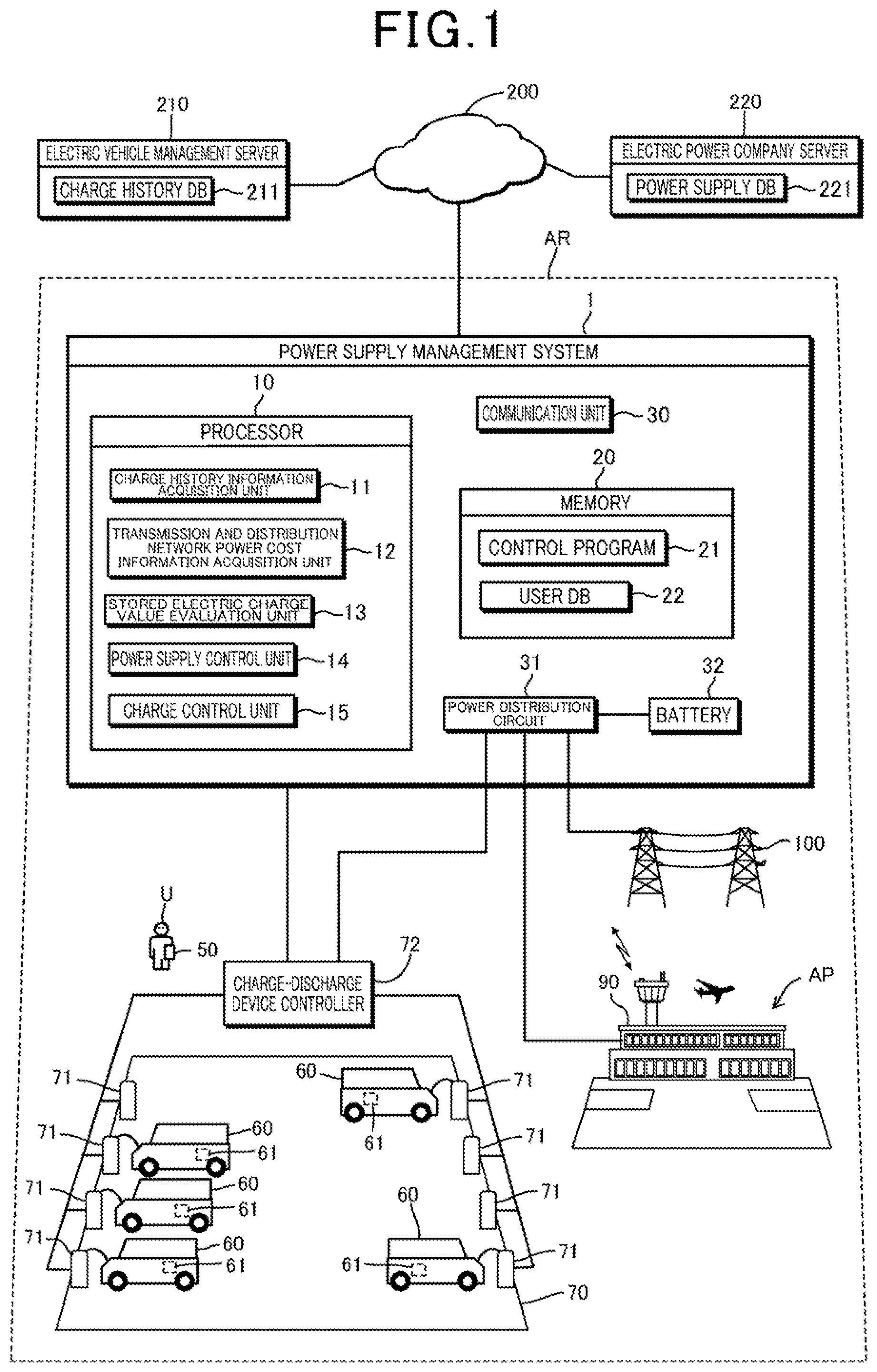 Patent US12496927 Figure 1 – Power supply management system