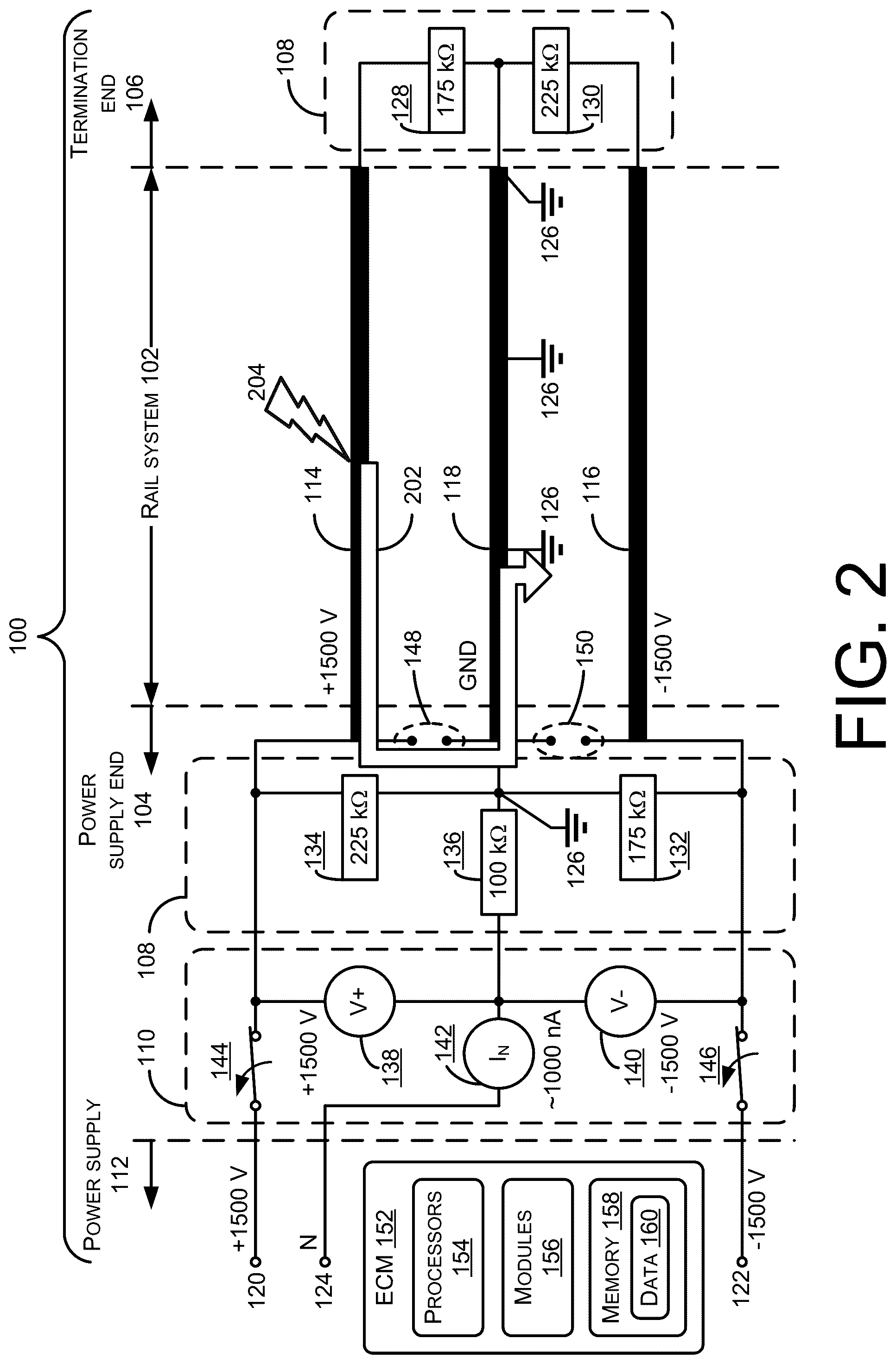 Patent US12496935 Figure 2 – Three-rail power supply system