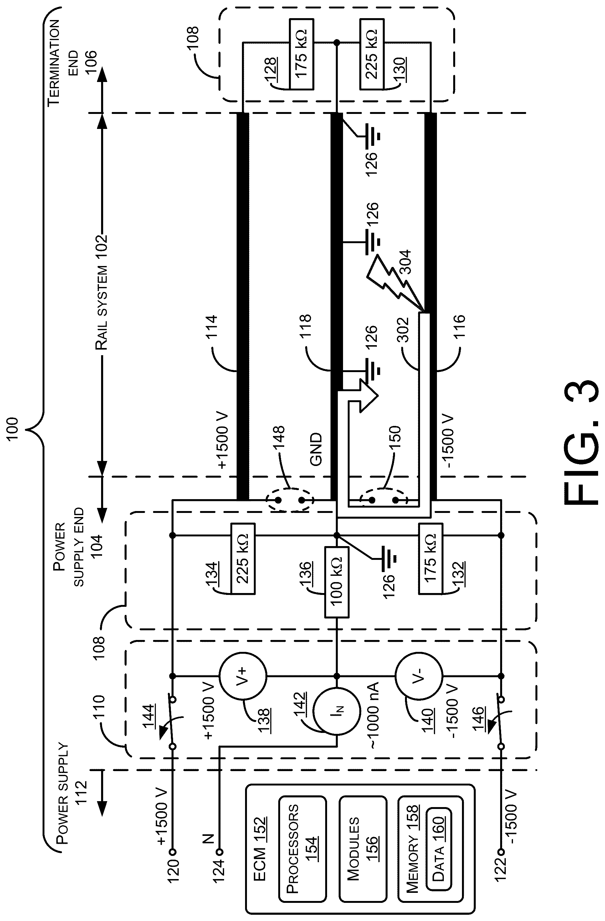 Patent US12496935 Figure 3 – Three-rail power supply system