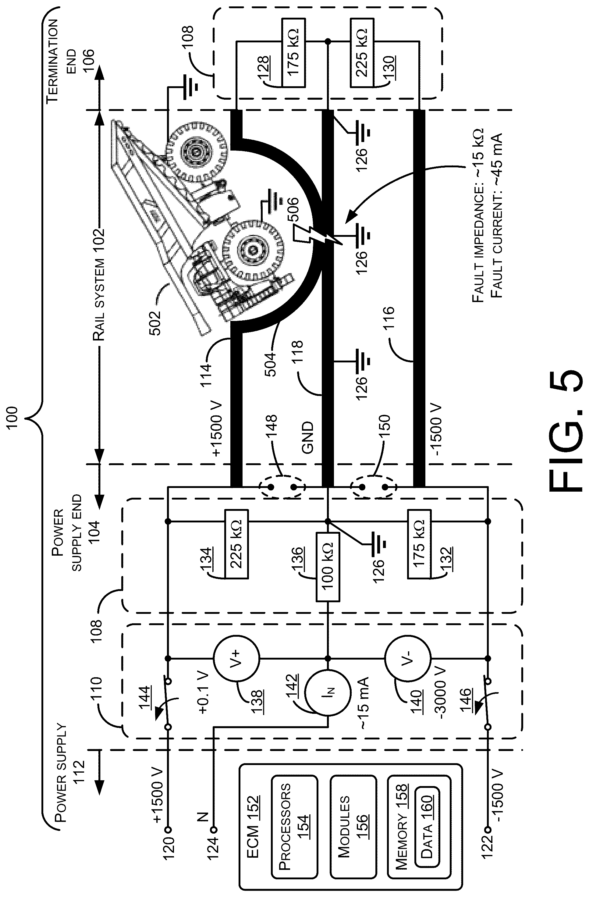 Patent US12496935 Figure 5 – Three-rail power supply system