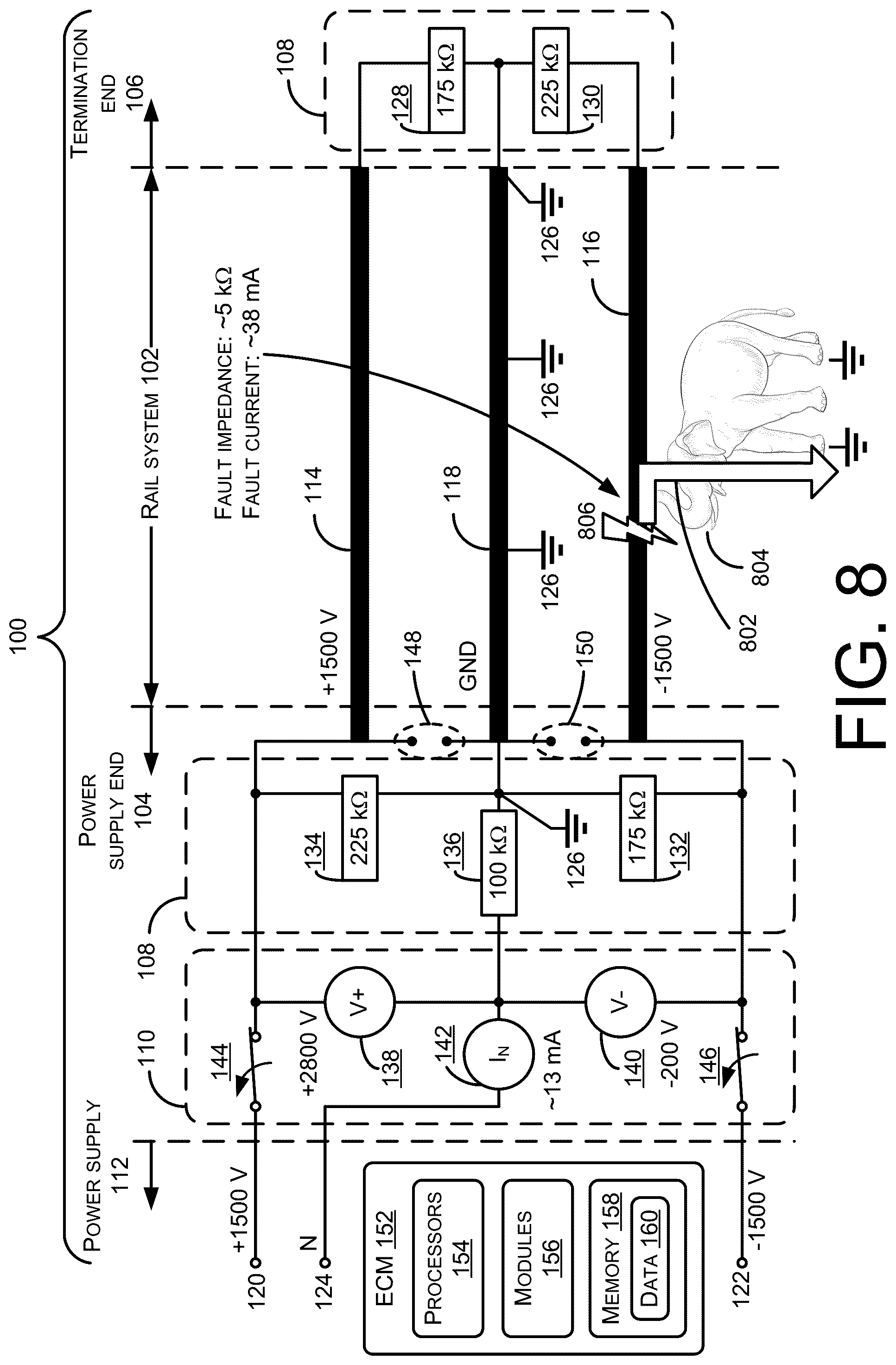 Patent US12496935 Figure 8 – Three-rail power supply system