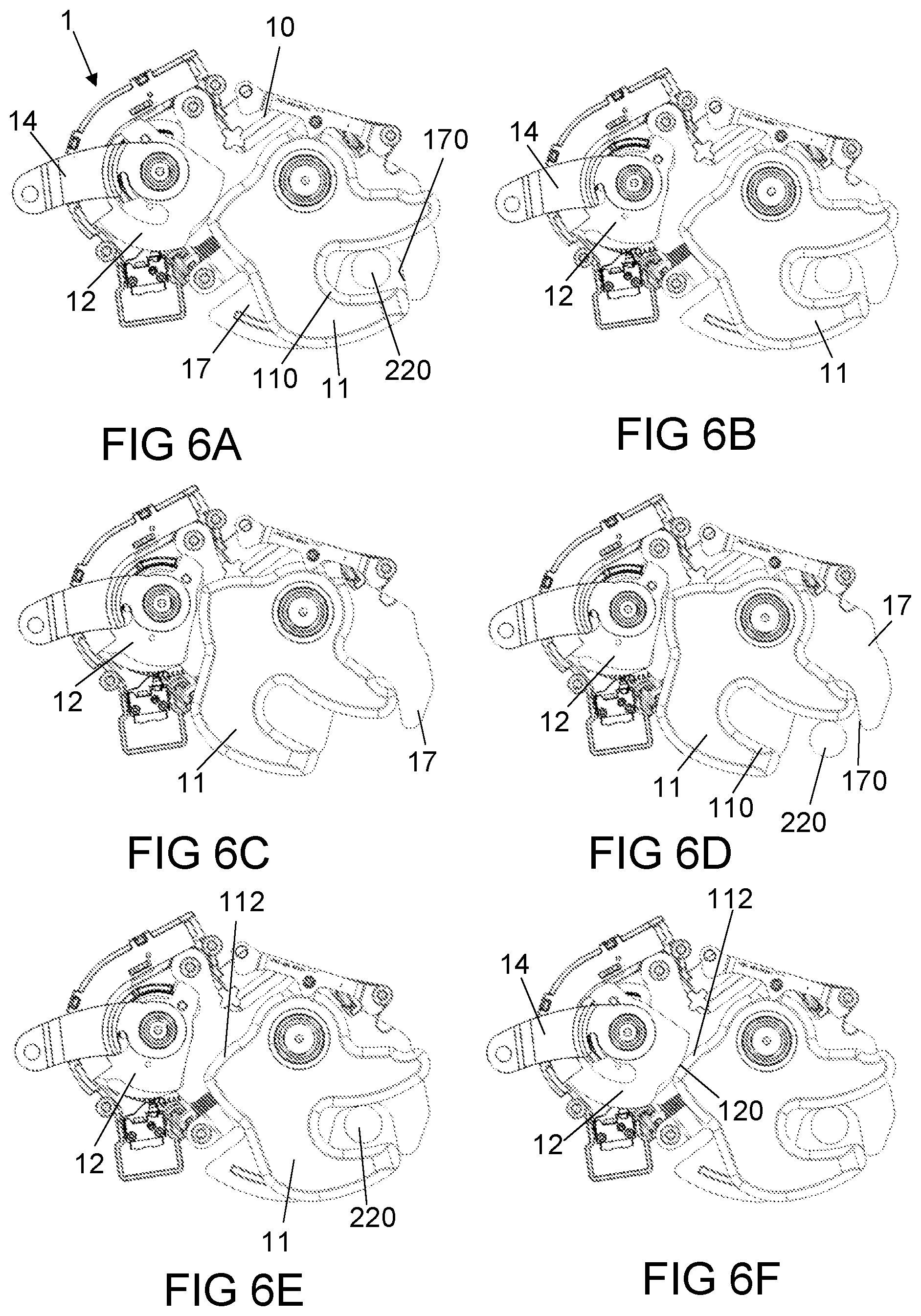 Patent US12496940 Figure 6 – Locking device with emergency release