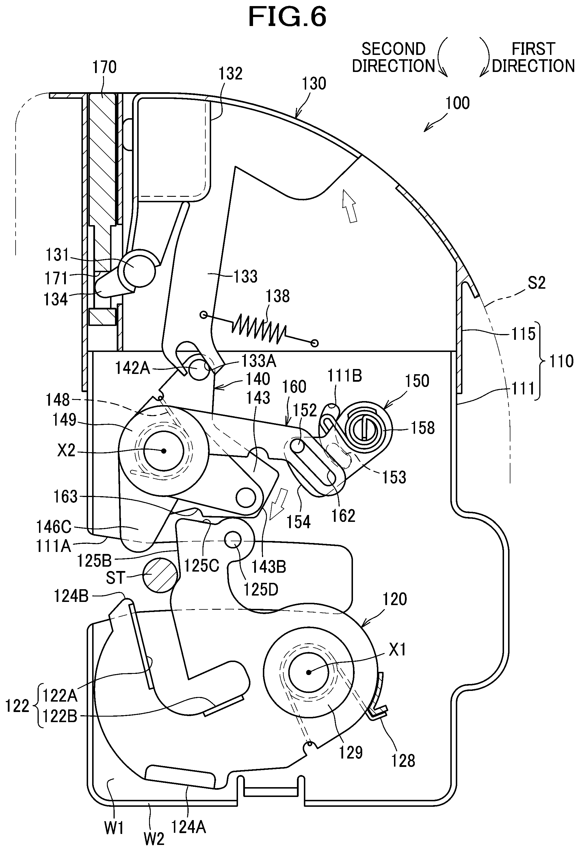Patent US12496944 Figure 6 – Latch for locking vehicle seat back