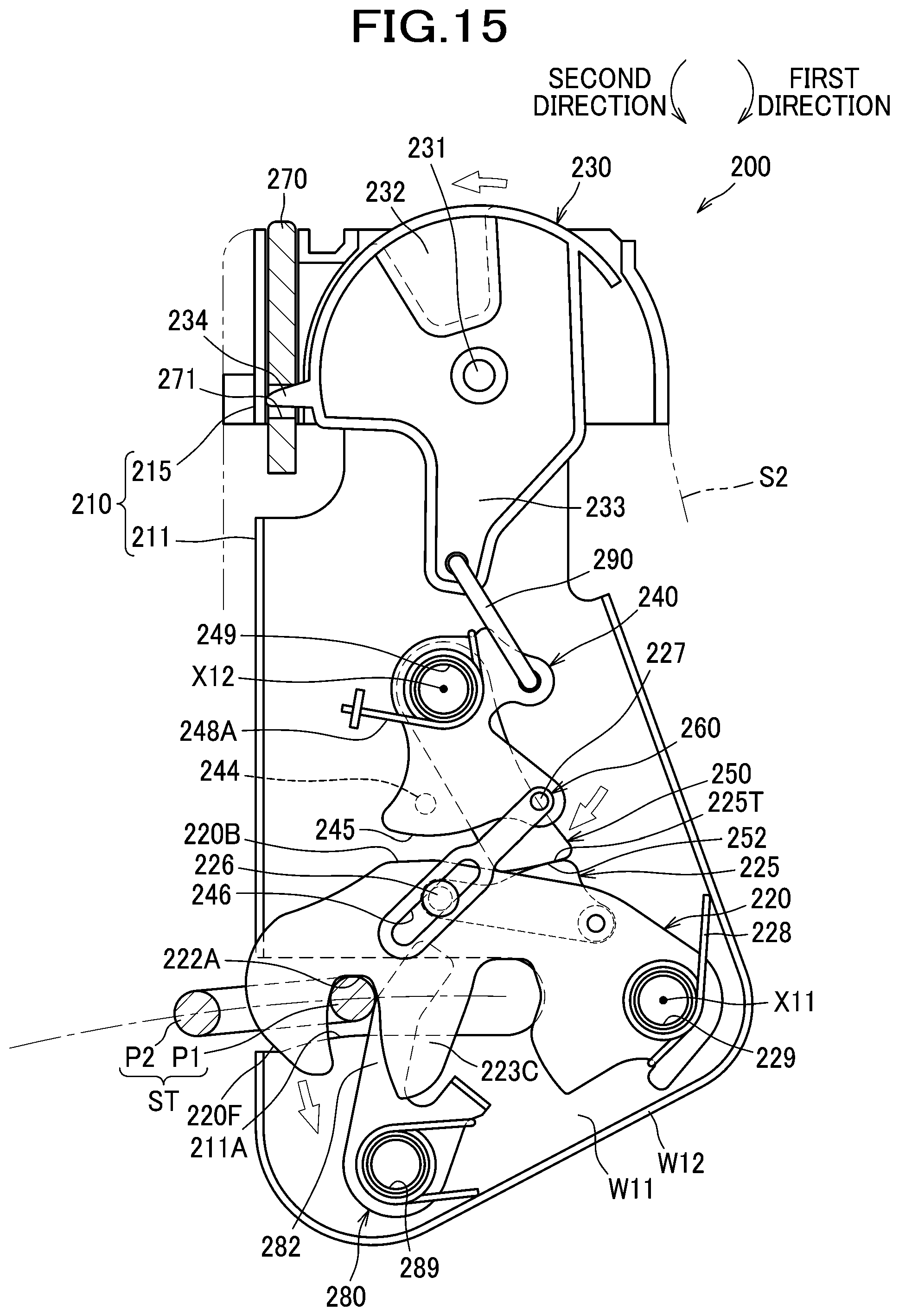 Patent US12496944 Figure 15 – Latch for locking vehicle seat back