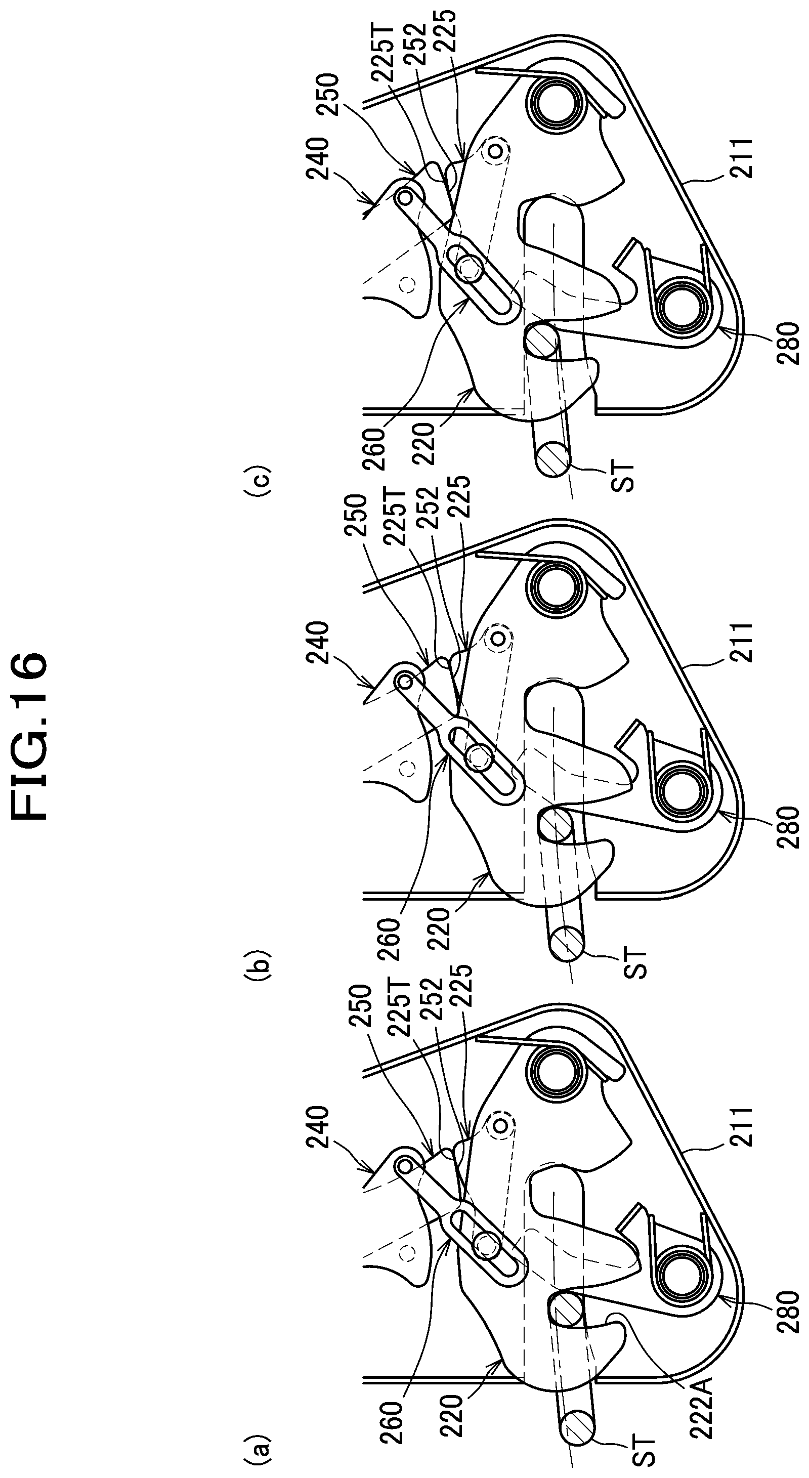Patent US12496944 Figure 16 – Latch for locking vehicle seat back