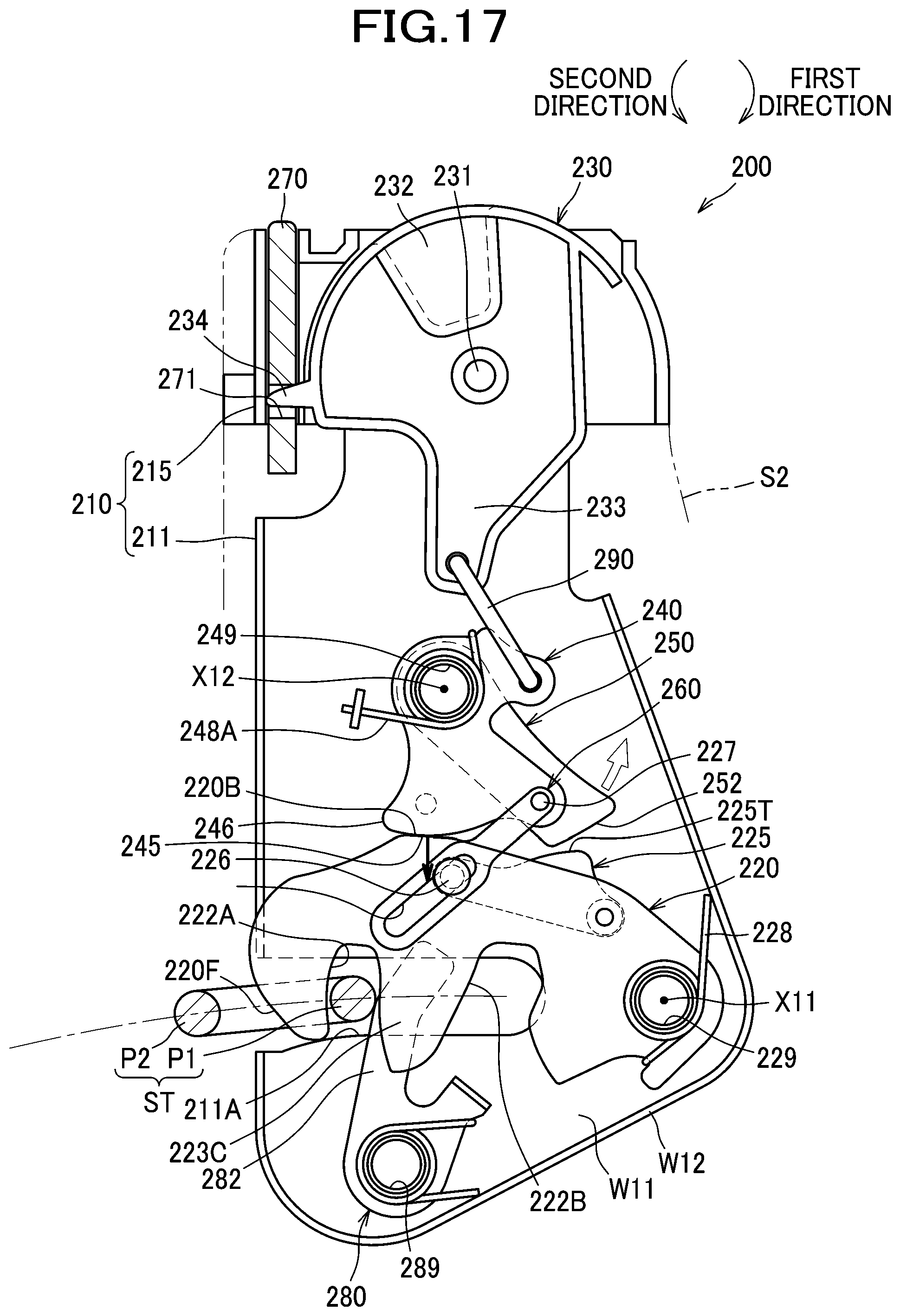 Patent US12496944 Figure 17 – Latch for locking vehicle seat back