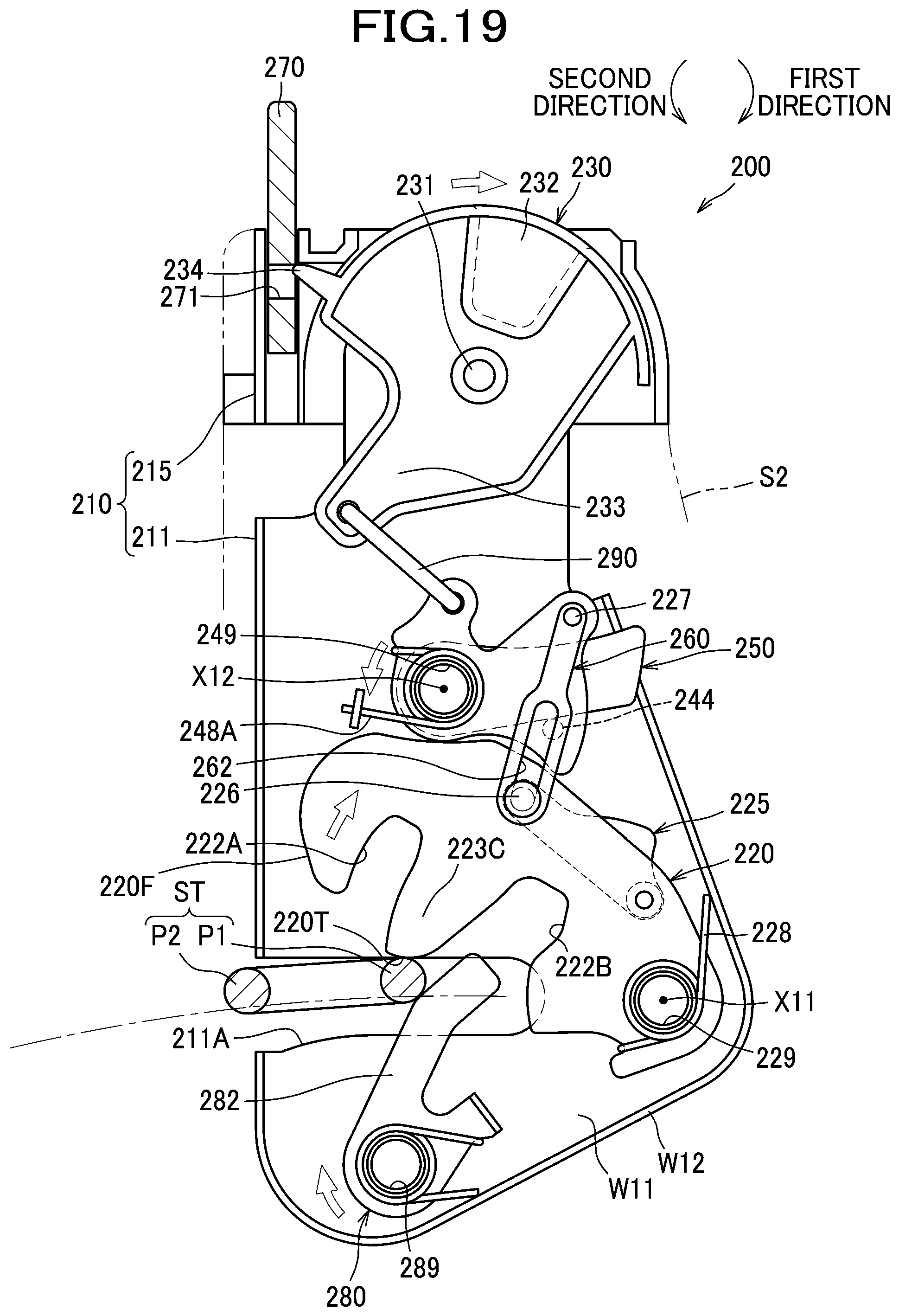 Patent US12496944 Figure 19 – Latch for locking vehicle seat back