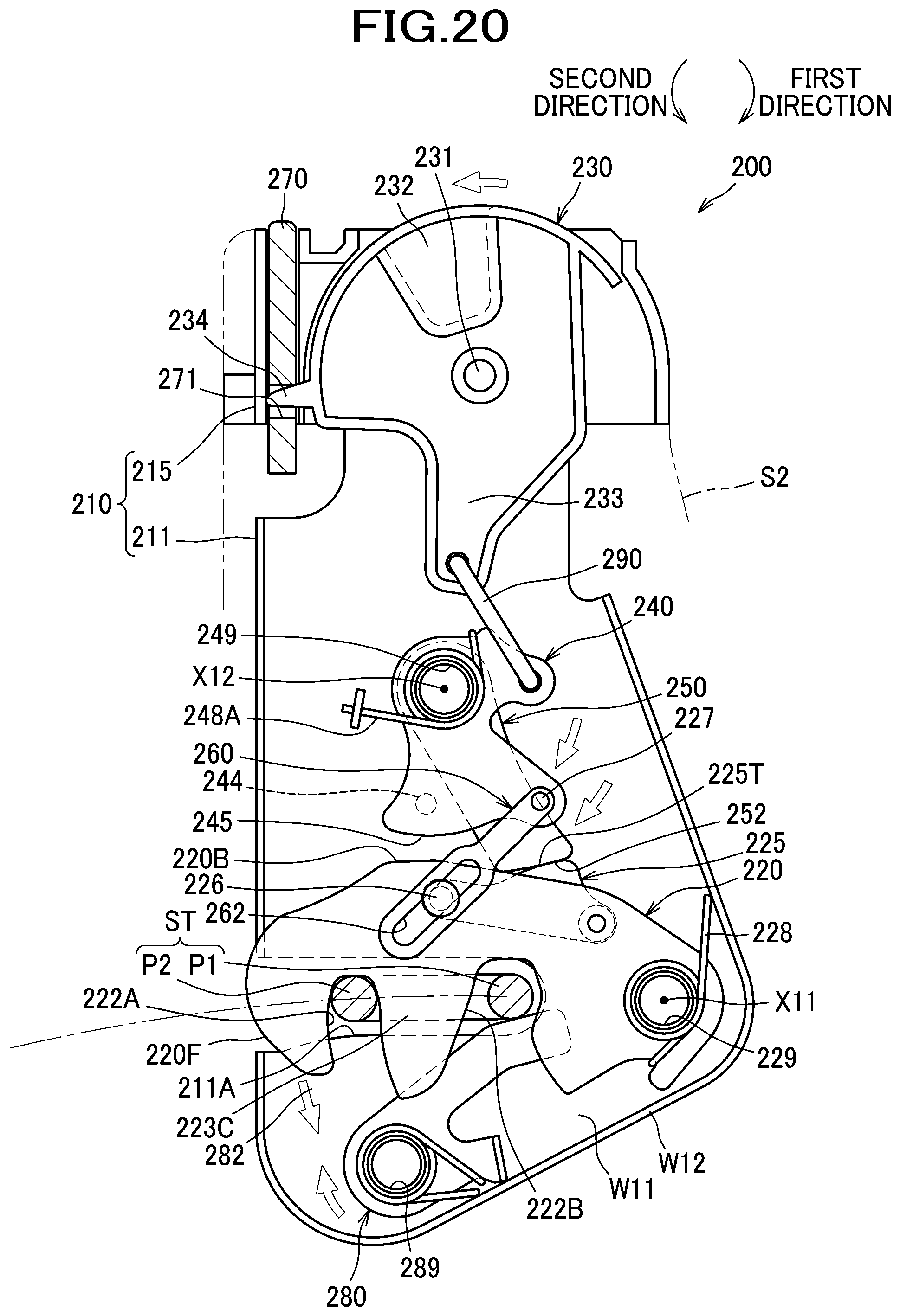 Patent US12496944 Figure 20 – Latch for locking vehicle seat back