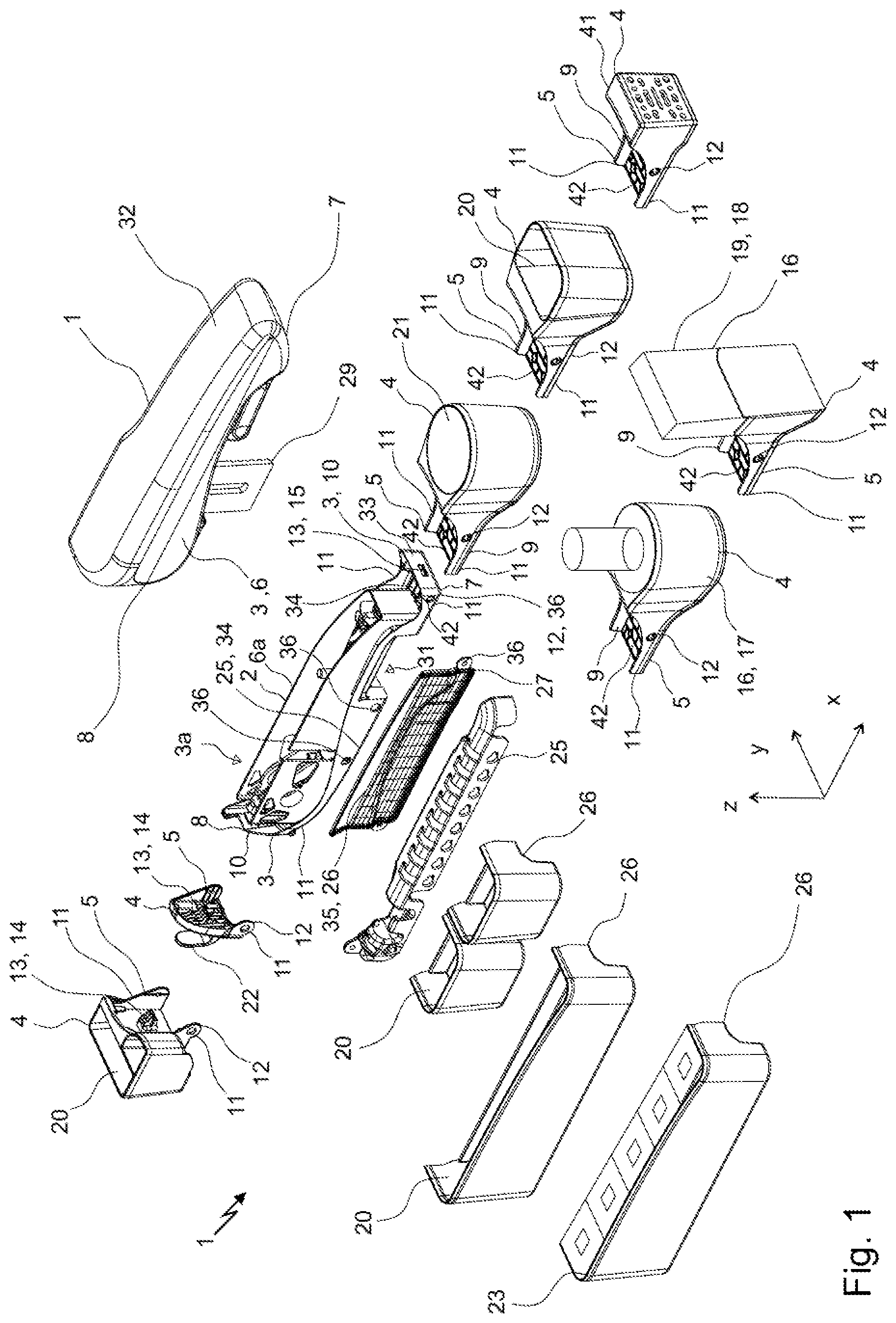 Patent US12496948 Figure 1 – Armrest element