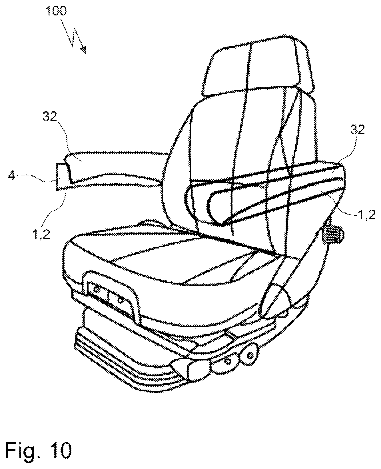 Patent US12496948 Figure 10 – Armrest element