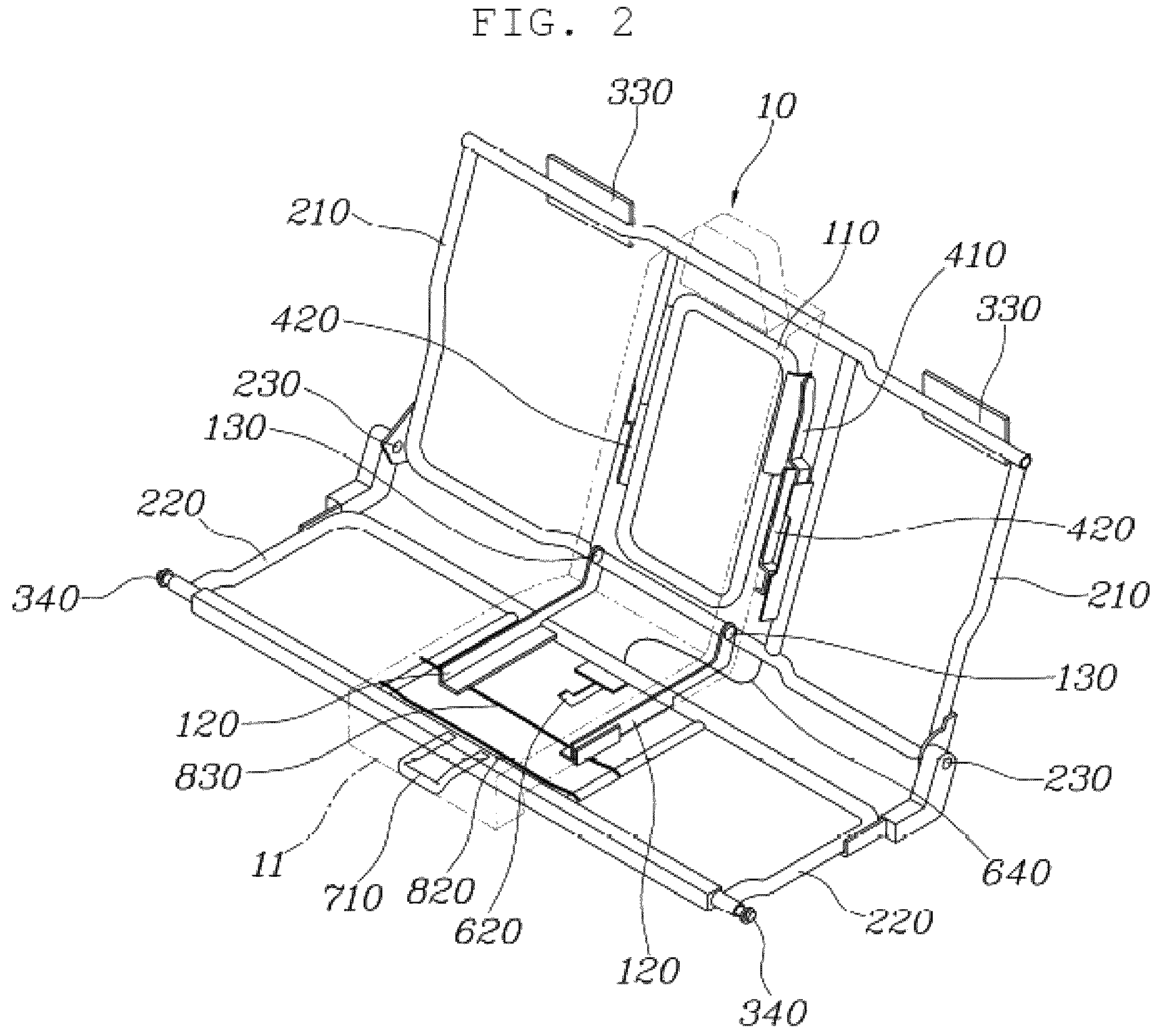 Patent US12496949 Figure 2 – Rear seat for vehicle