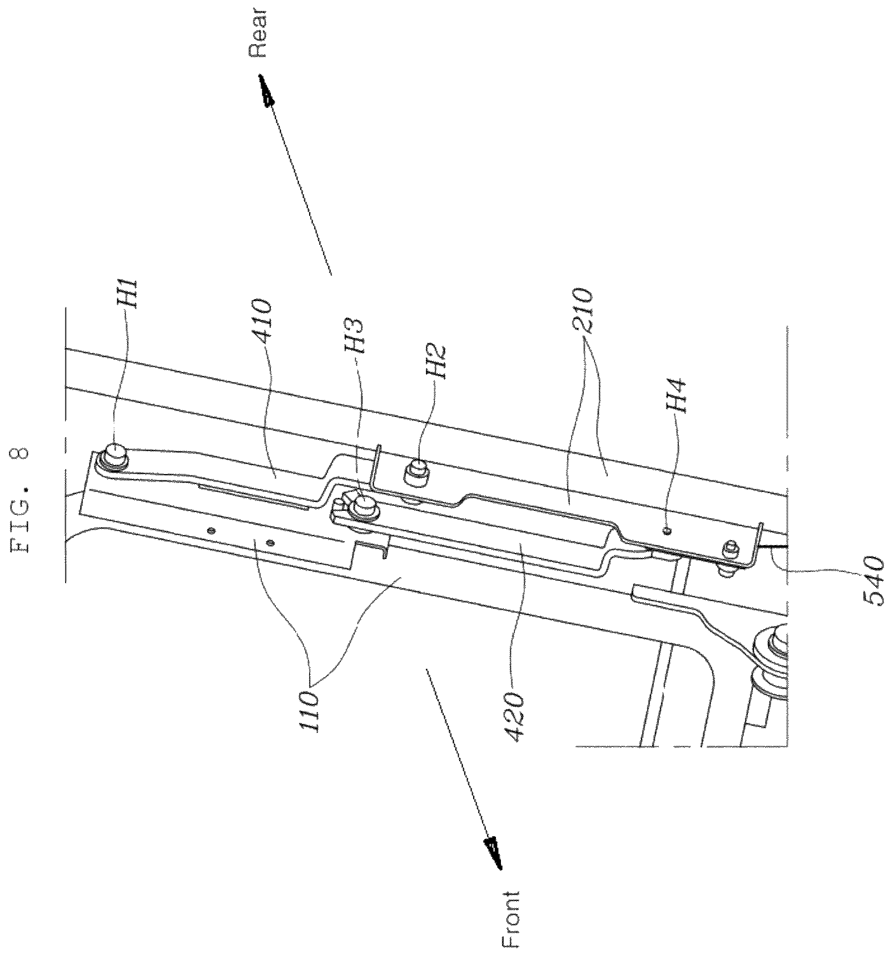 Patent US12496949 Figure 8 – Rear seat for vehicle