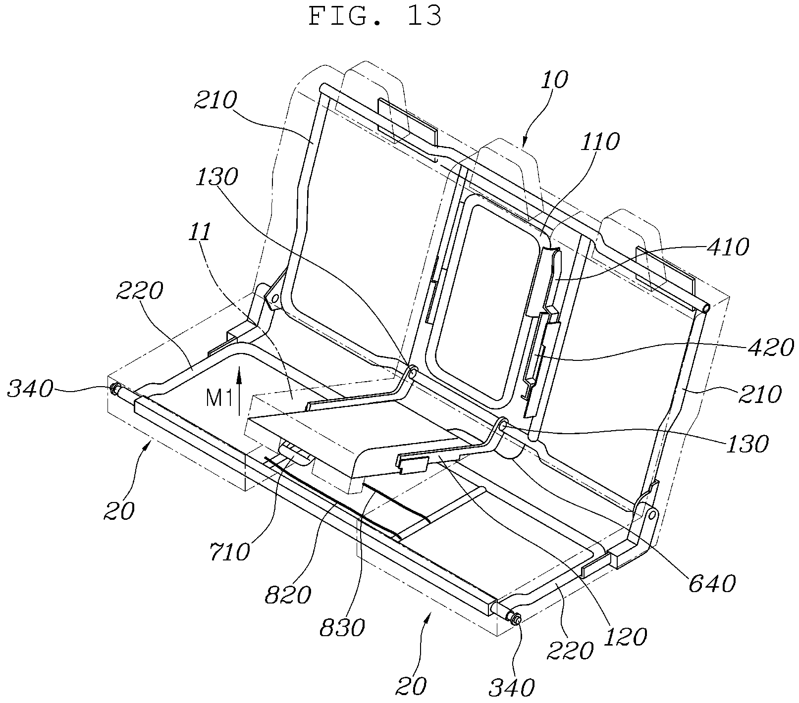 Patent US12496949 Figure 13 – Rear seat for vehicle