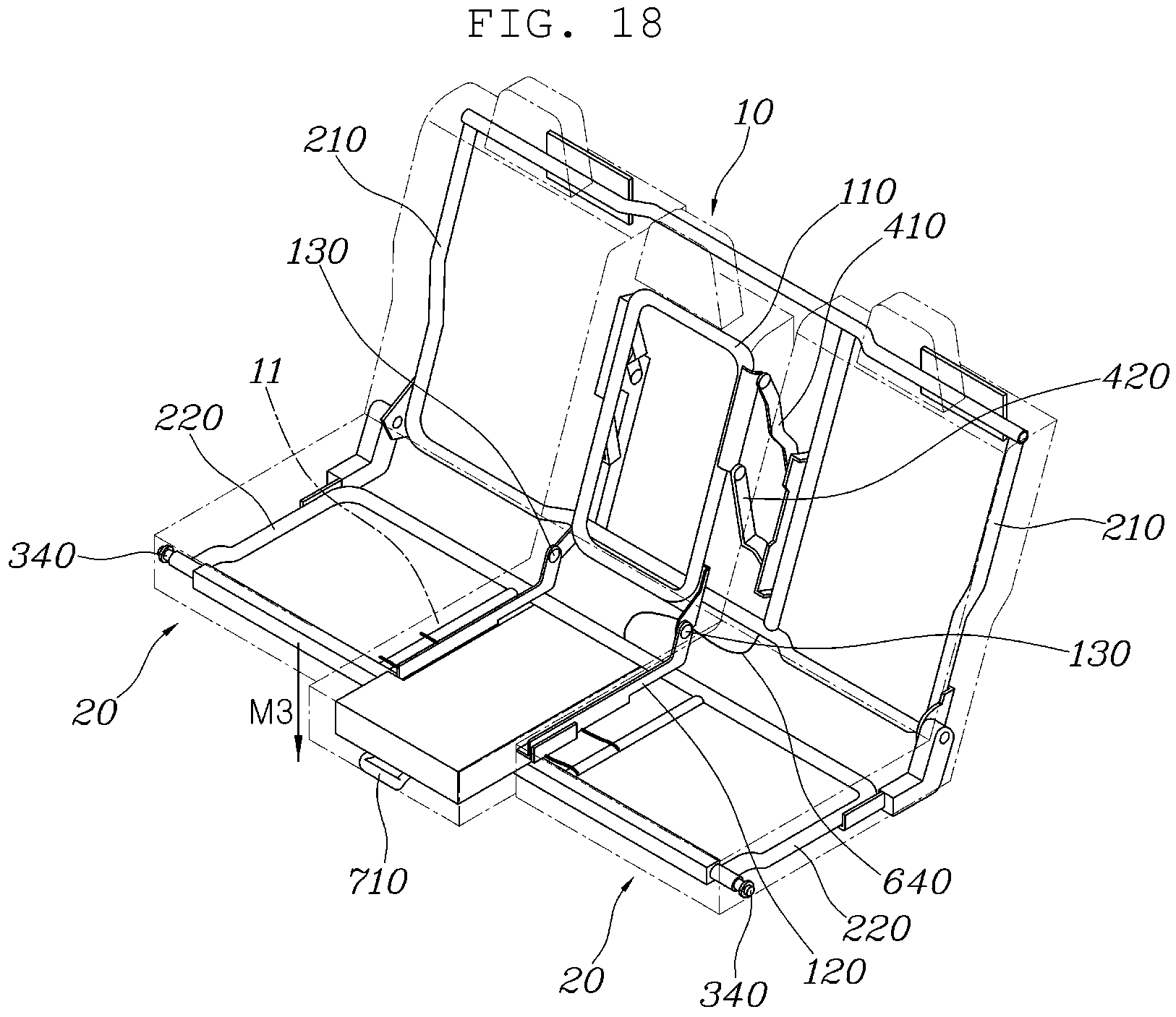 Patent US12496949 Figure 18 – Rear seat for vehicle