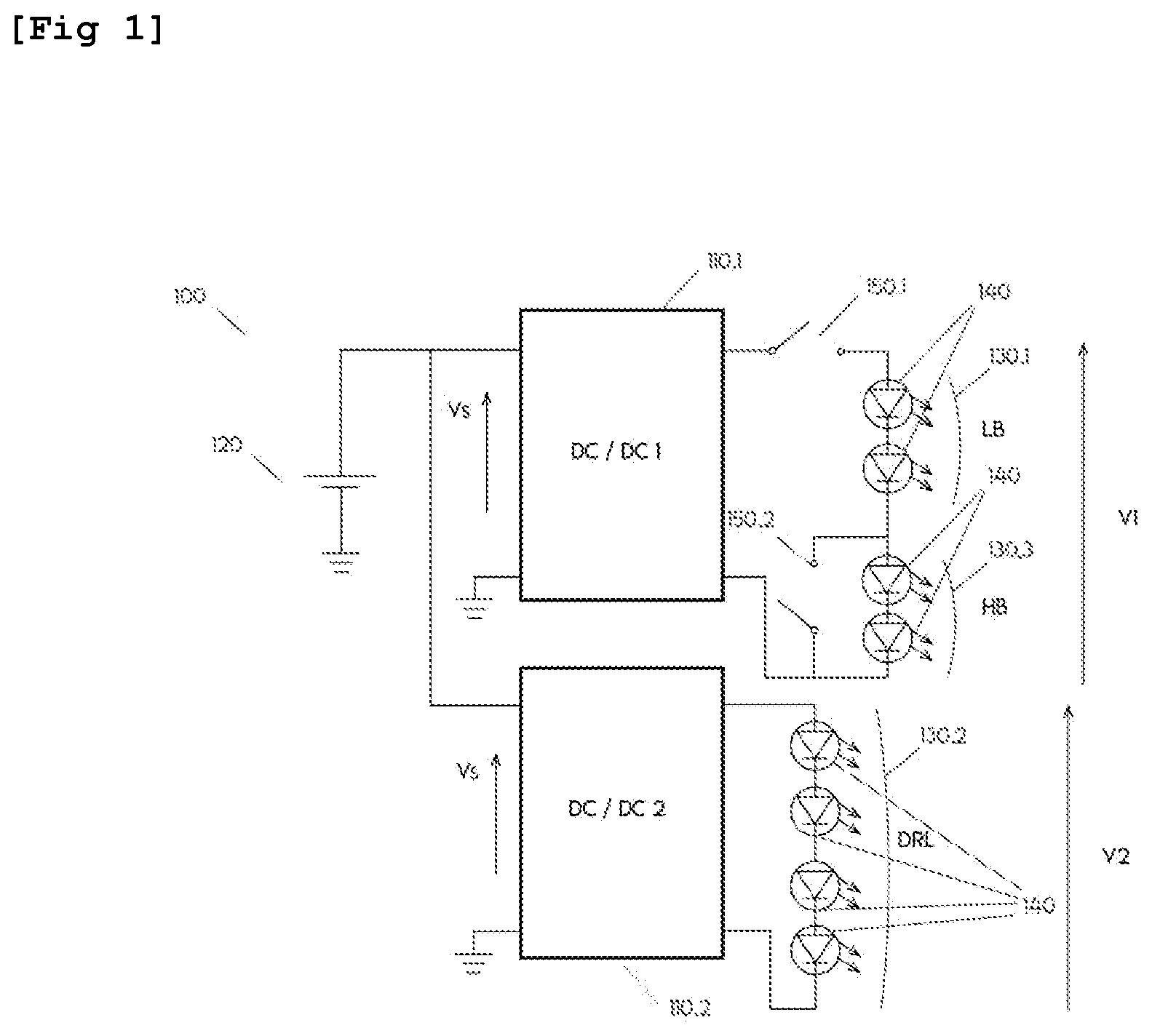 Patent US12496960 Figure 1 – Light assembly for performing several lighting functions