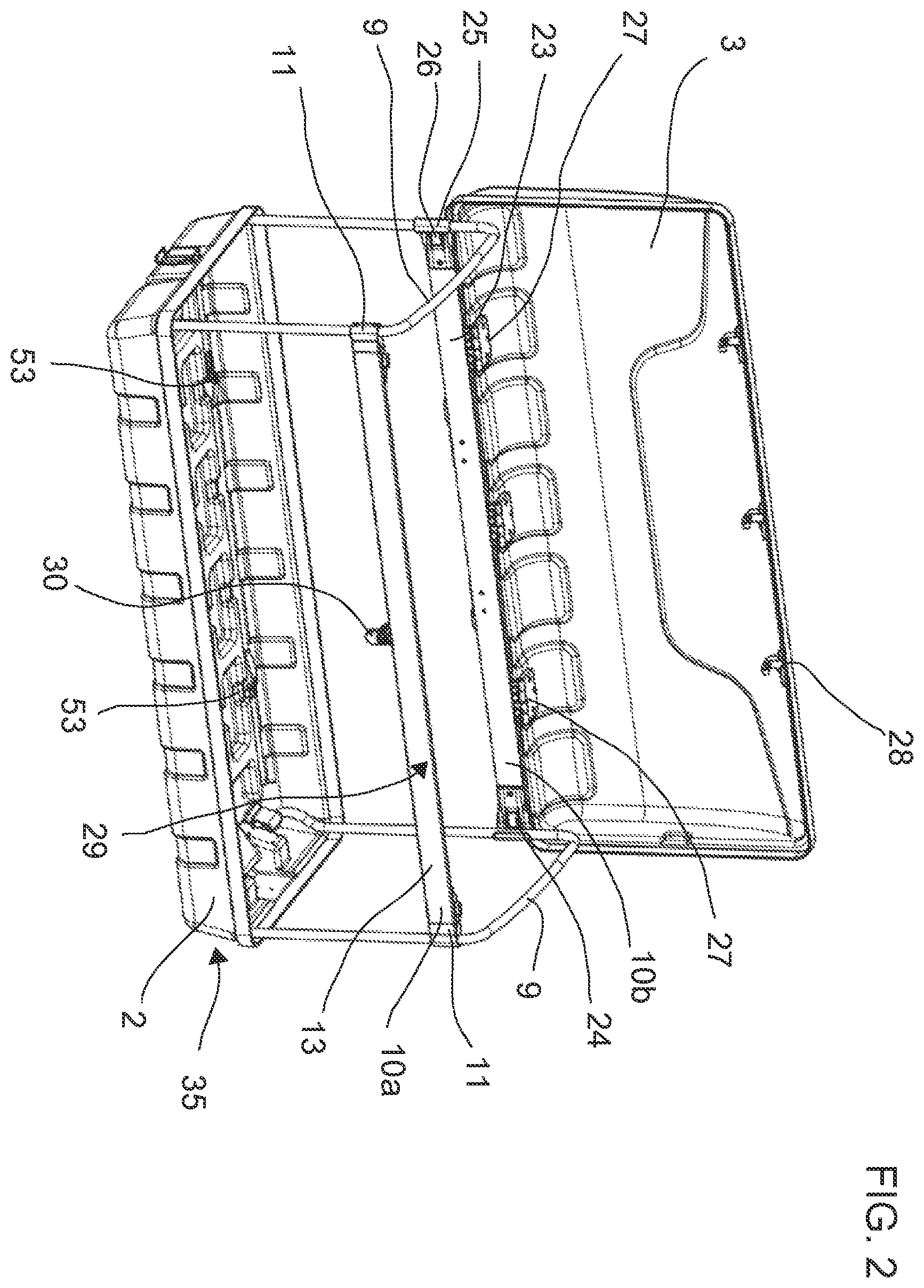 Patent US12496978 Figure 2 – Luggage box