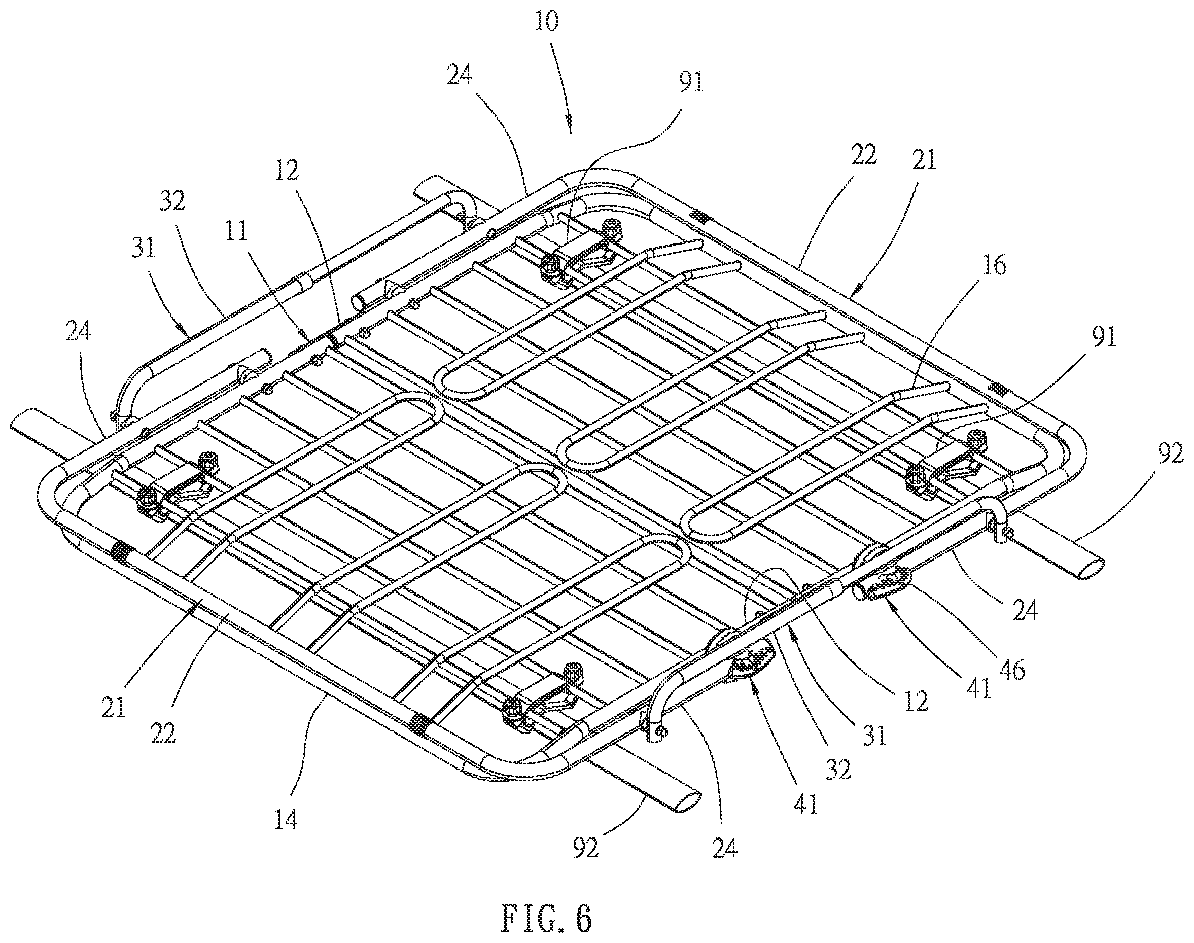 Patent US12496979 Figure 6 – Vehicular roof rack