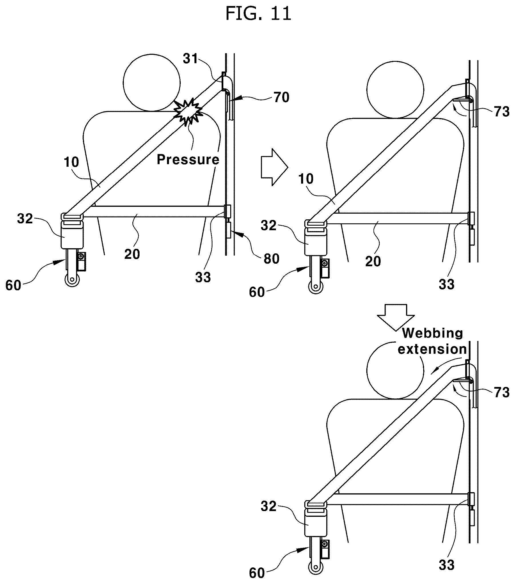 Patent US12496997 Figure 9 – System and method for adjusting pressing feeling by seat belt