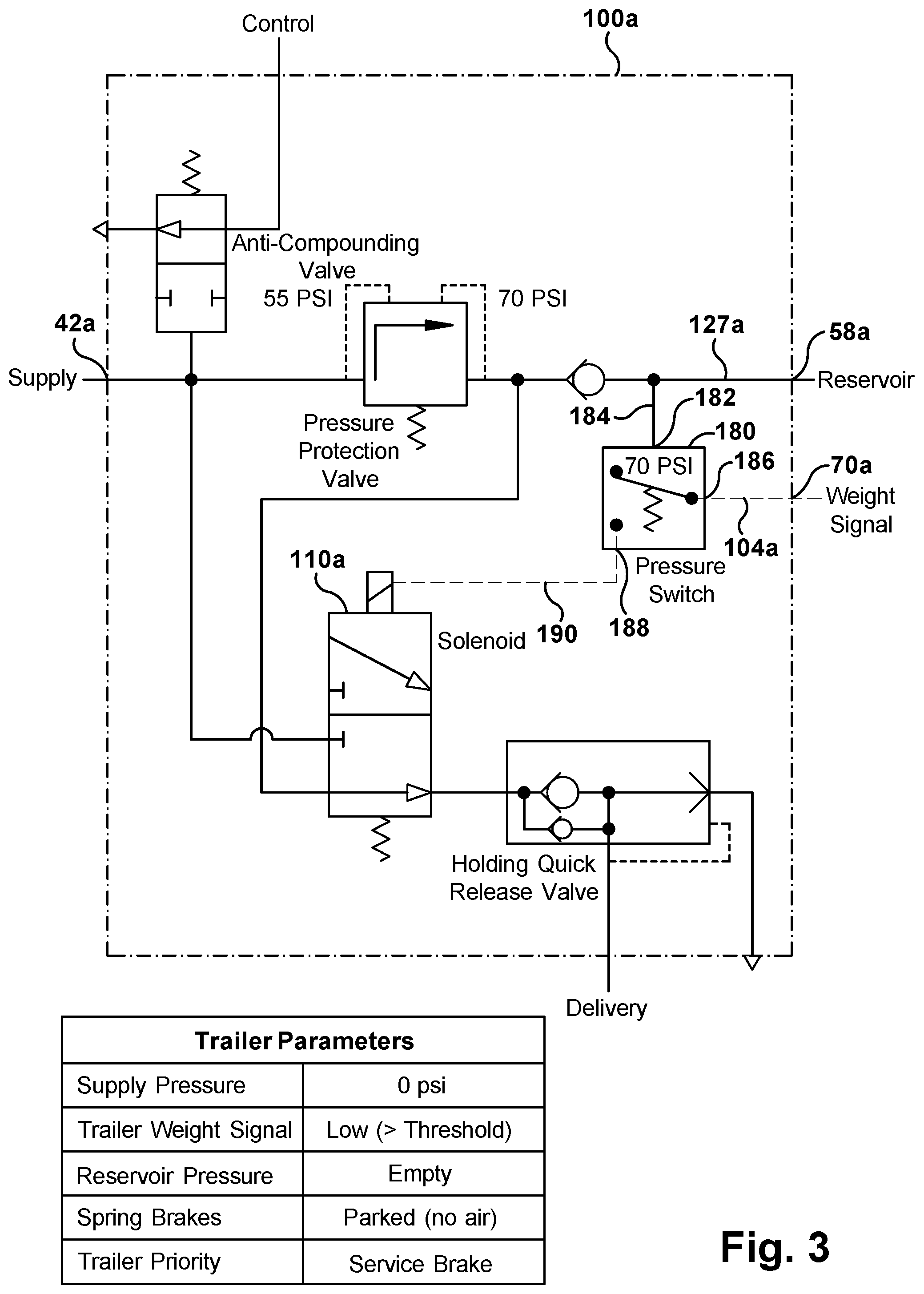 Patent US12497011 Figure 11 – Trailer spring brake valve and method of operating the same to determine type of brake priority