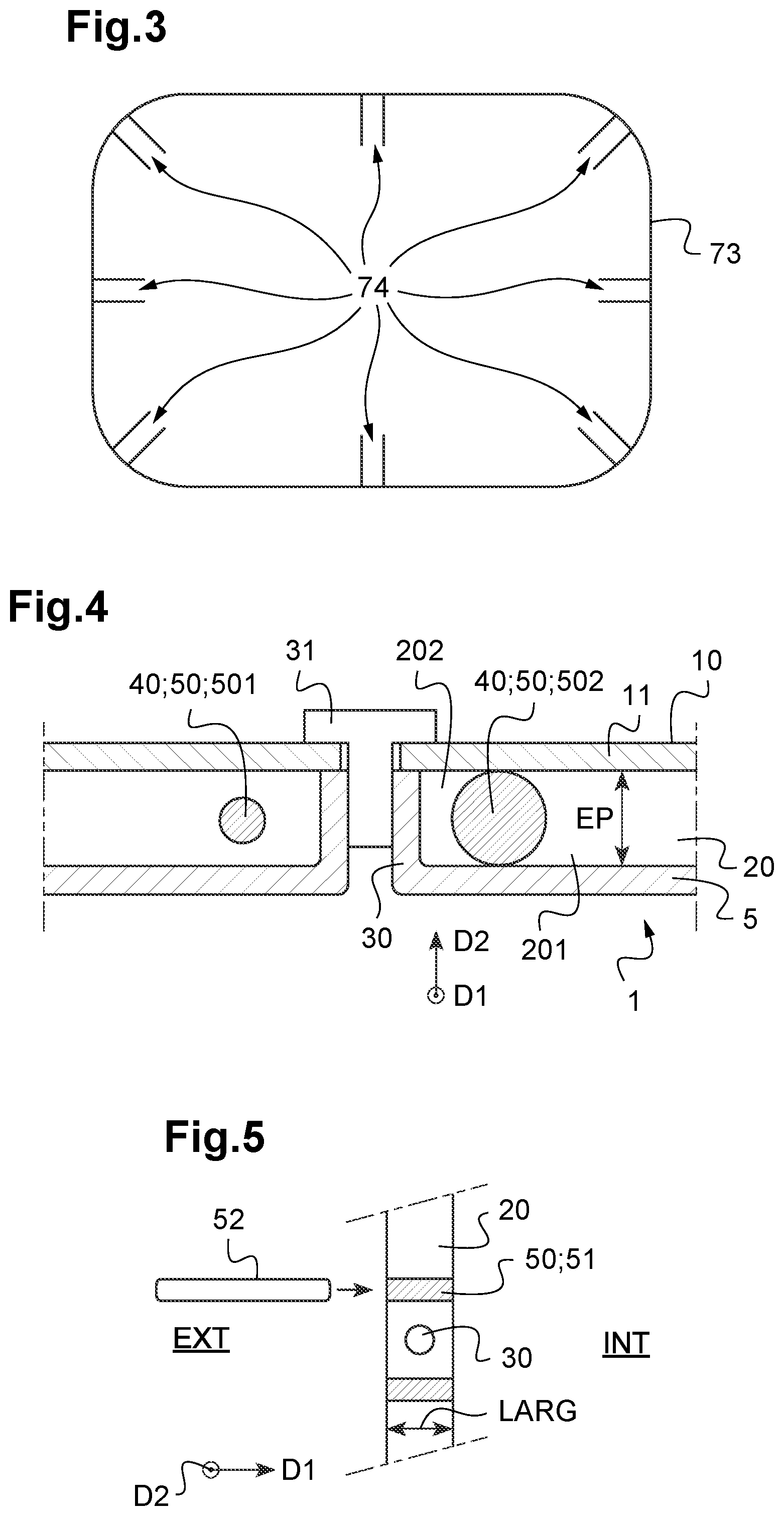 Patent US12497154 Figure 2 – Assembly having two elements assembled by a glue joint provided with blocked tunnels, vehicle comprising such an assembly and methods for securing and detaching such an assembly