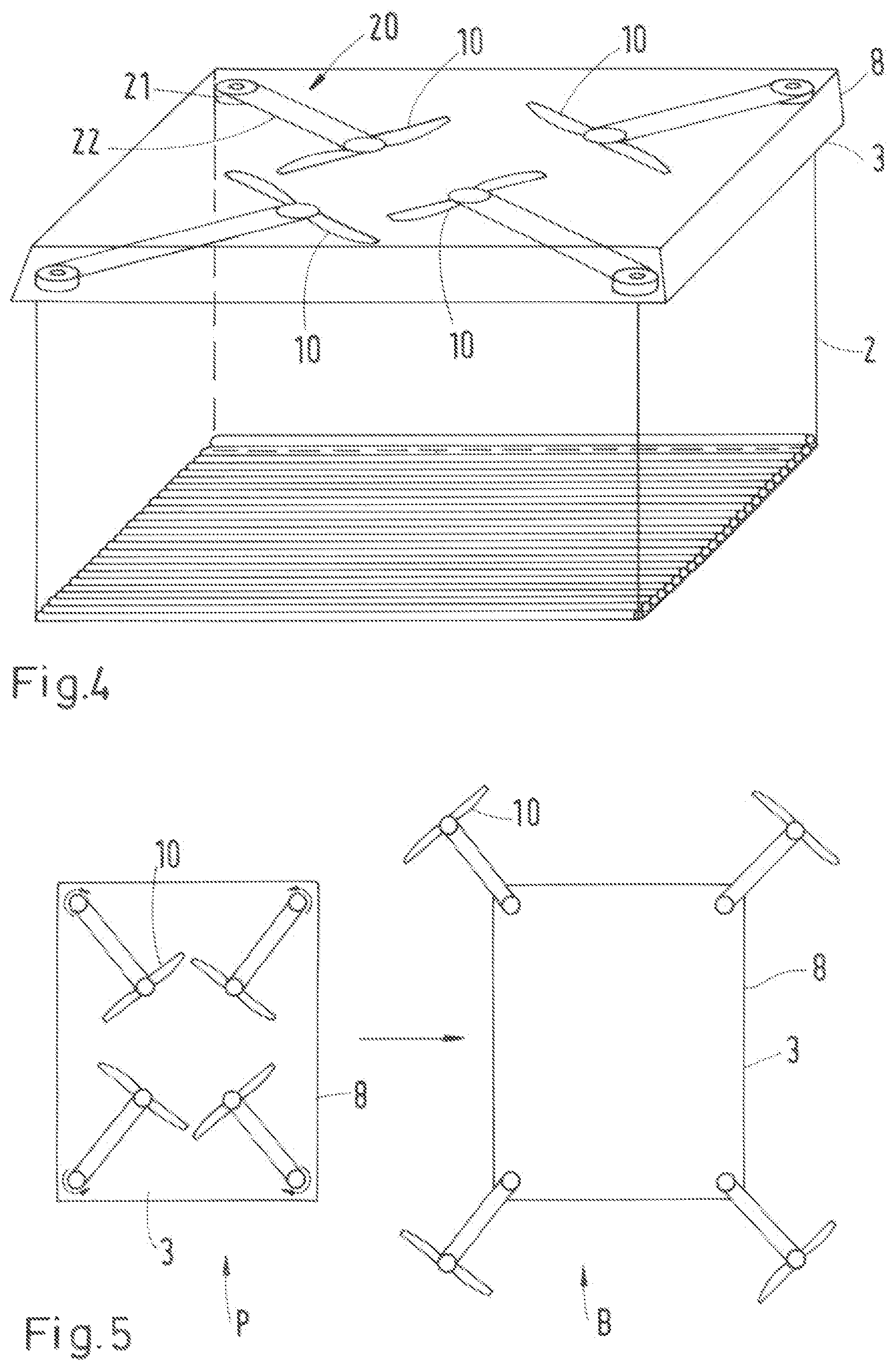 Patent US12497196 Figure 3 – Goods transport by means of unmanned aircraft and transport containers